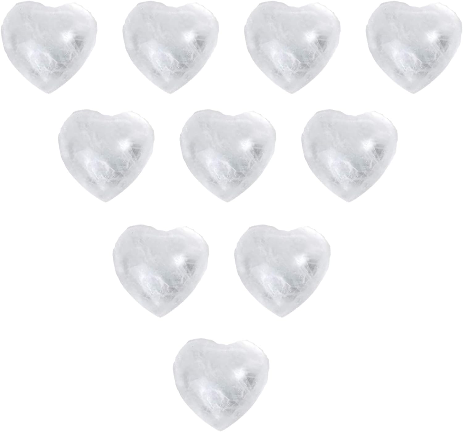 Wonder Care-Healing Crystal Pocket Heart Natural Clear Quartz Love Puff Heart Carved Shape Palm Worry Stone Reiki Chakra Balancing | Gift for Christmas, New Year, Valentine’s (14-18mm)-Pack of 10