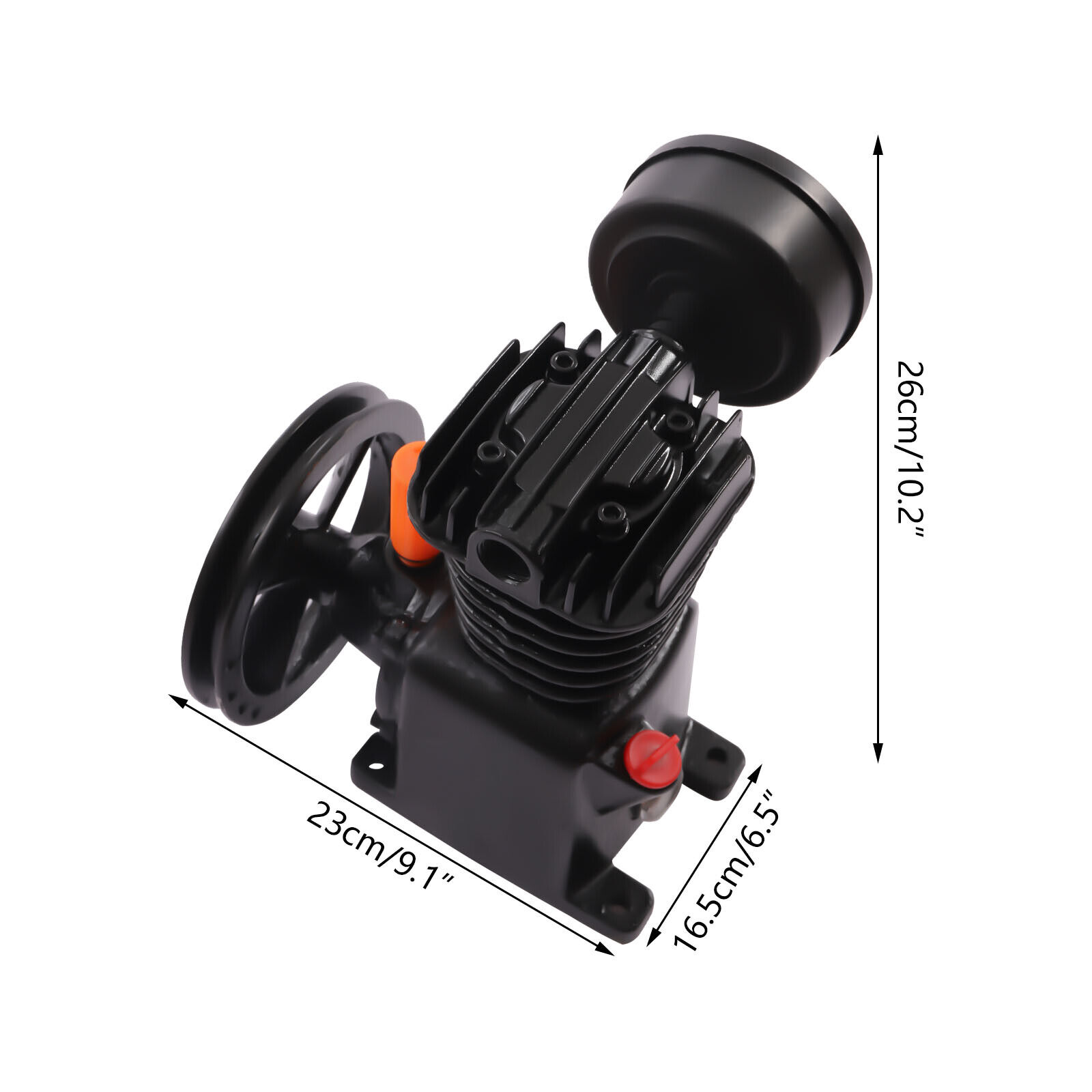 Miumaeov 2HP Air Compressor Head Pump with Flywheel 1.5KW Twin Cylinder Air Compressor Pump Motor Oil Lubrication Pump Air Tool with Silencer 36L/min Cast Iron