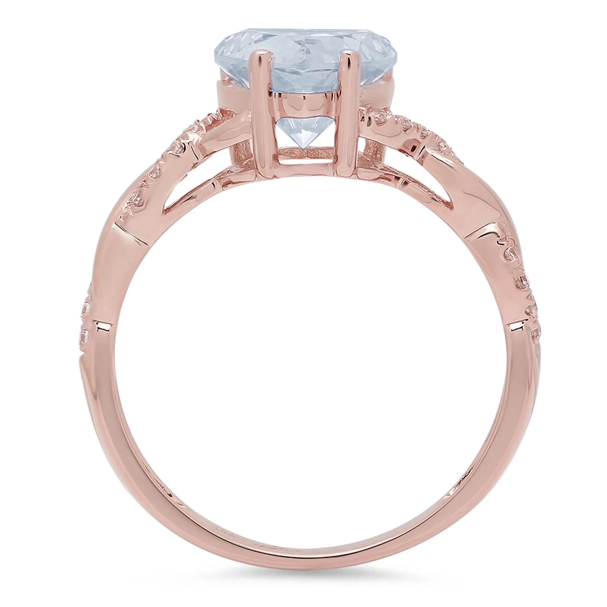 2.1 ct Brilliant Heart Cut Natural Swiss Blue Topaz 14k Rose Gold Solitaire with Accents Ring SZ 3.75
