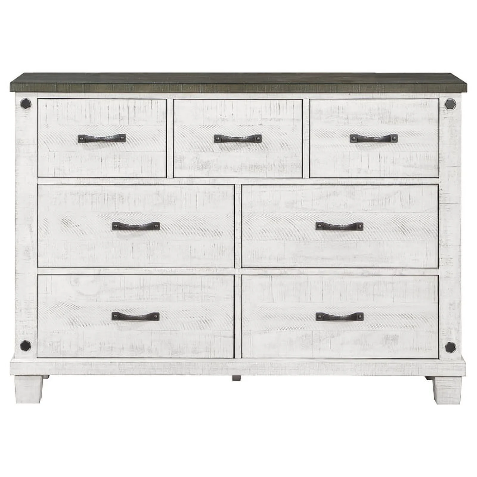 Pemberly Row 7-drawer Wood Dresser Distressed Distressed Gray and White
