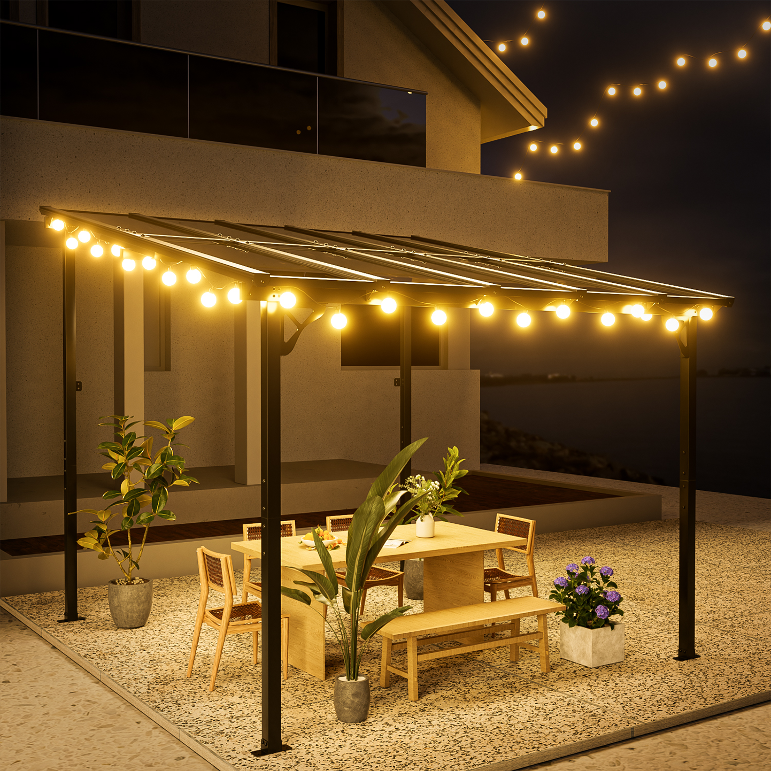 Aoxun 10’x 10’ Hardtop Gazebo, Outdoor Pergola for Garden, Patio, Backyard