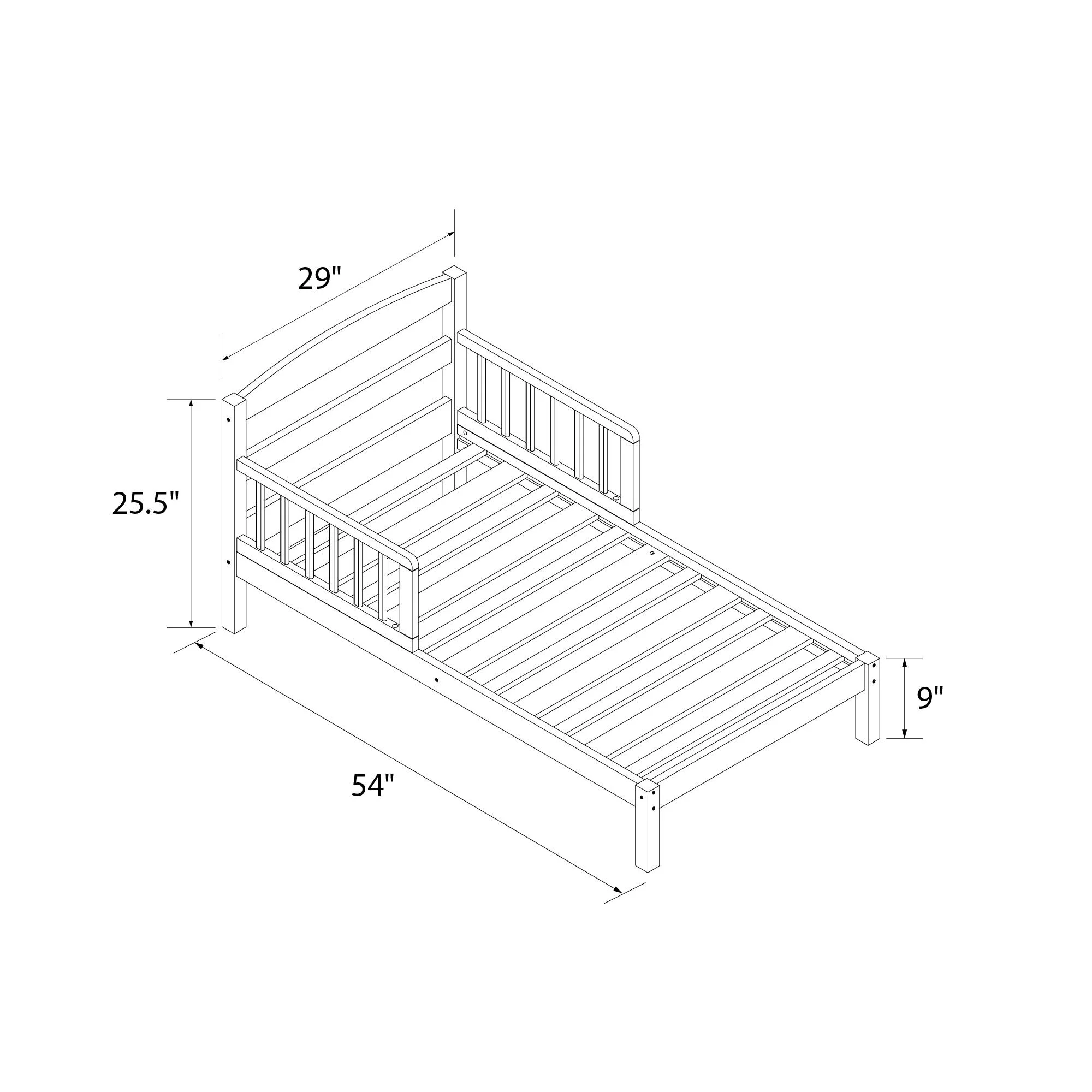 Baby Relax Jackson Kids Wood Toddler Bed with Safety Guardrails, White