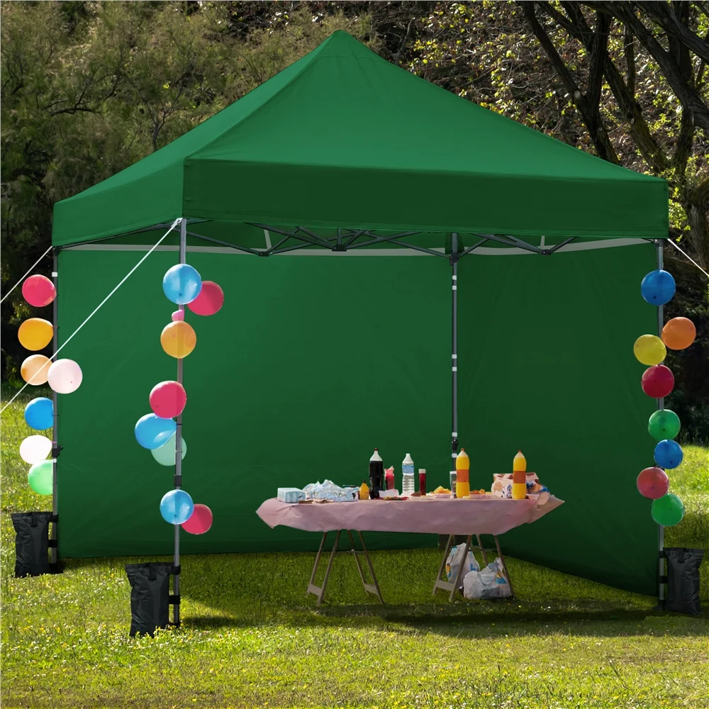 Alden Design 10x10 FT Commercial Canopy with 4 Removable Sidewalls & Sandbags for Outdoor, Dark Green