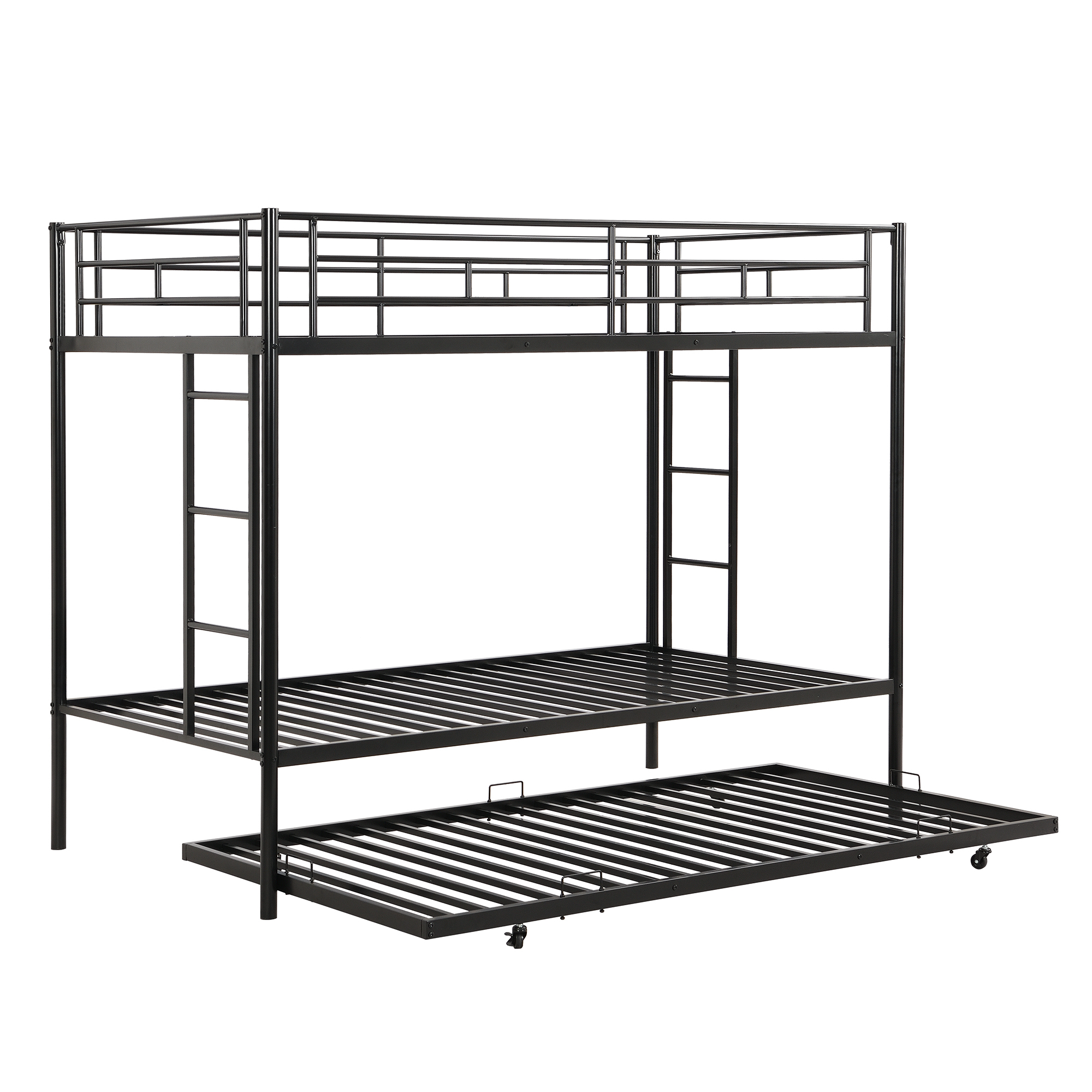 Twin over Twin Bunk Bed with Trundle, Black