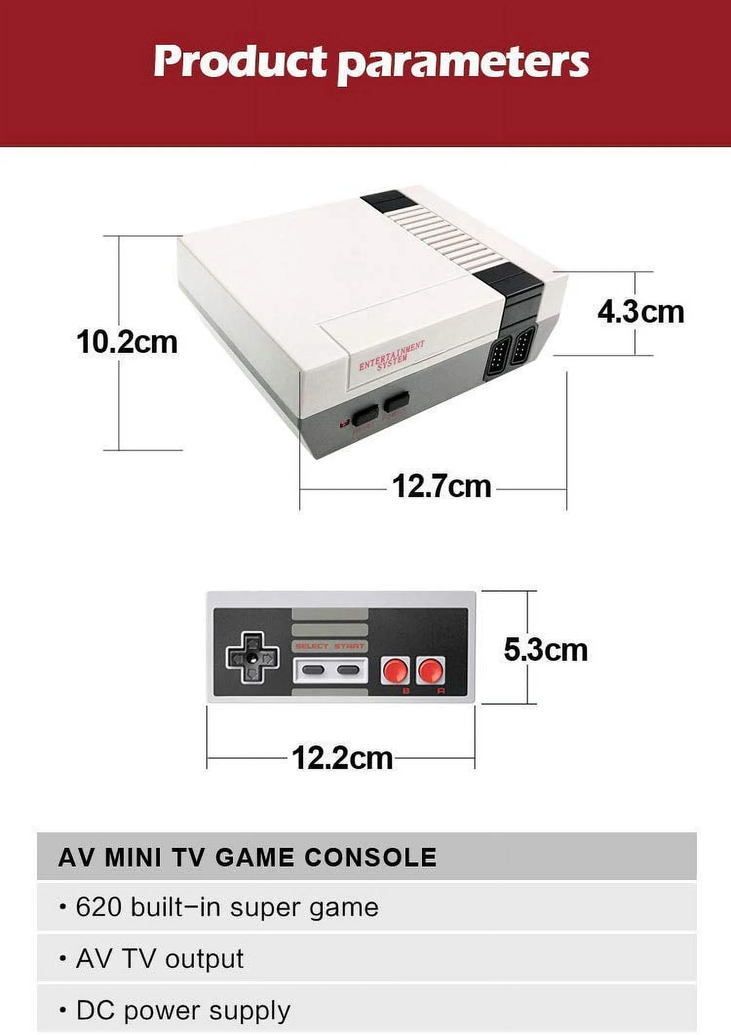 Isabella Classic Mini Console, Built-in with 620 Classic Retro Games