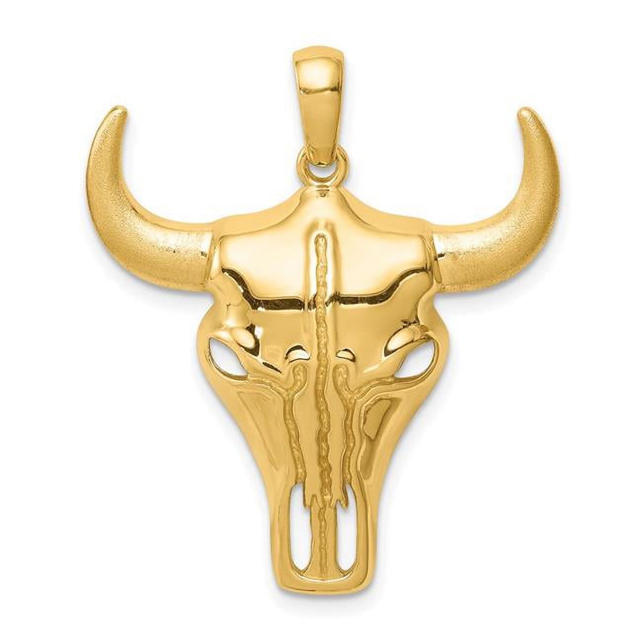 Finest Gold 14K Yellow Gold Steer Skull Pendant