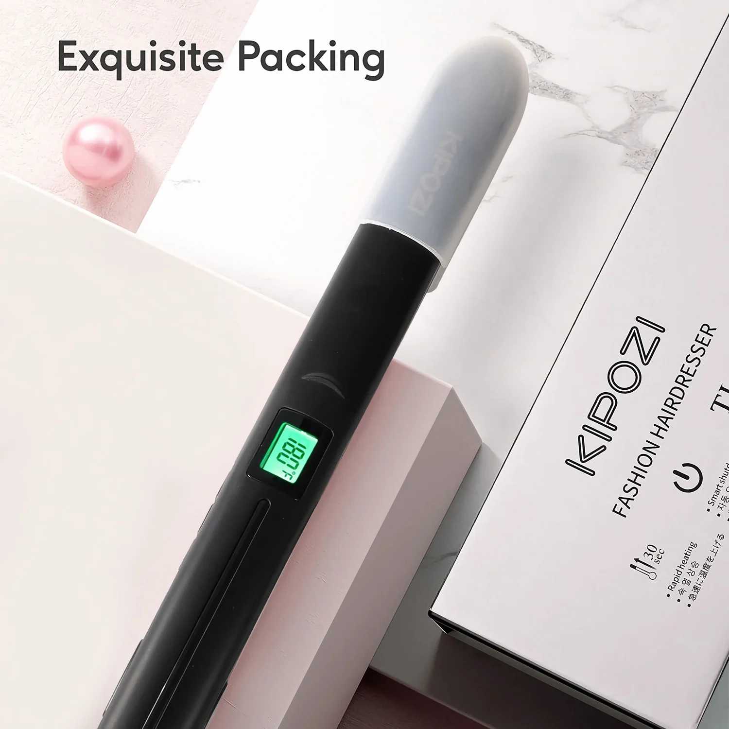 KIPOZI Professional Negative Ion Hair Straightener, Anti-Static Flat Iron with Floating Titanium Plates, 1 Inch, Black