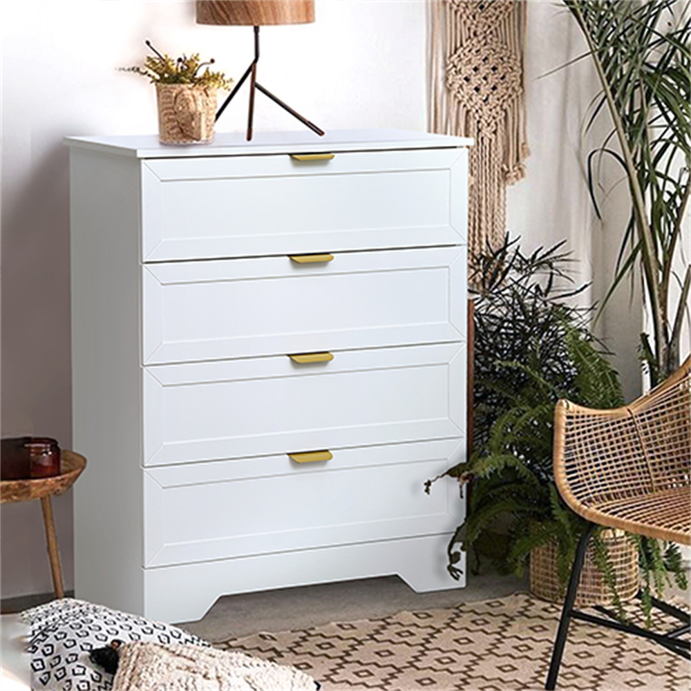 Modern 4 Drawer Dresser, 37inch Tall Dresser Chest With Large Drawer, Wood Nursery Dresser Storage Cabinet Organizer Unit For Bedroom, Closet, Living Room, Cloakroom, Entryway
