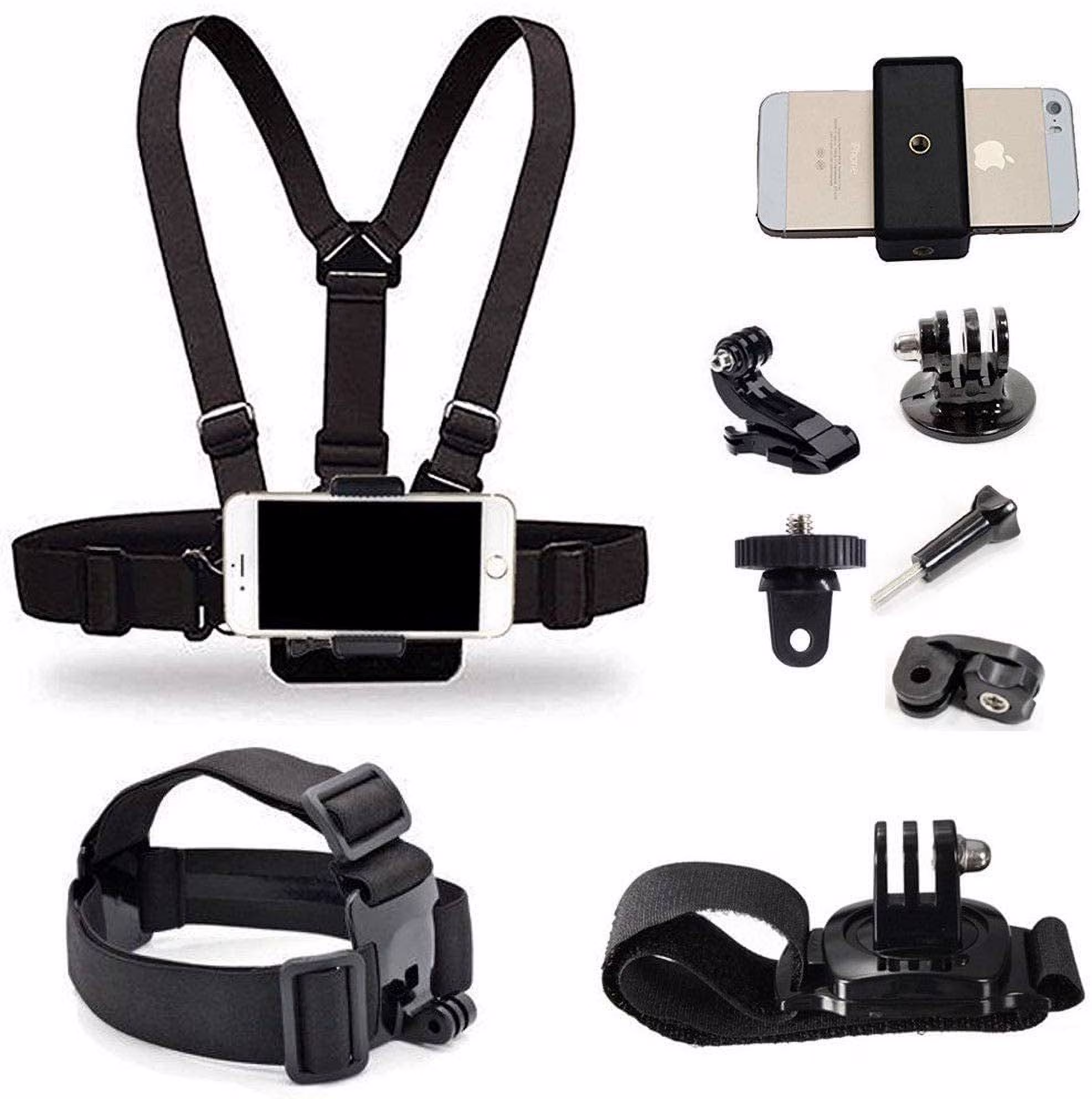 Cellphone Selfie Chest Mount+ Head Mount+ Wrist Mount with Clip for Gopro Hero 10 9 8 7 6 5 4 / Sony Action