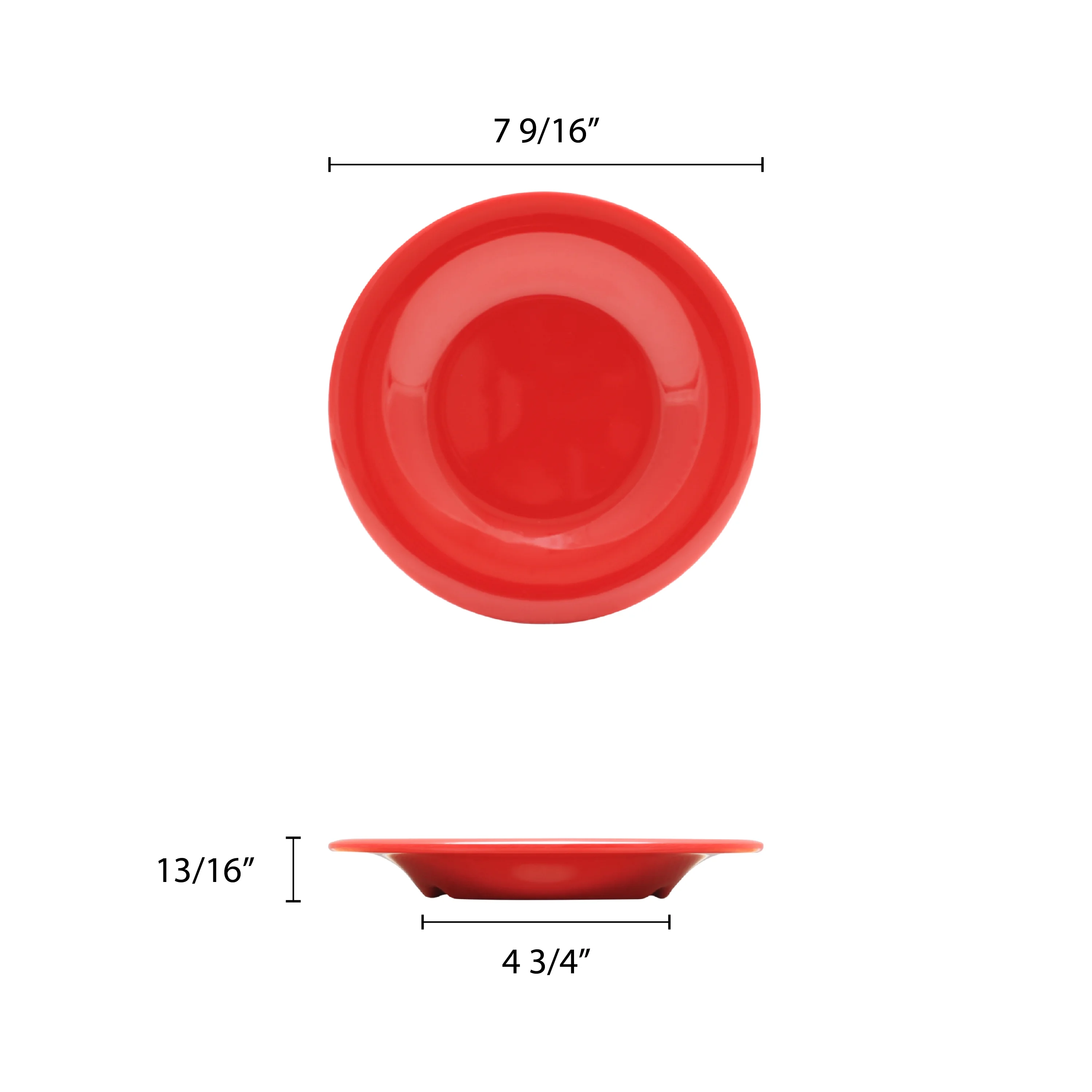 Excellante Color Pure Red Melamine Dinnerware Collection 7.5 Inch Wide Rim Round Plate, Comes in Dozen