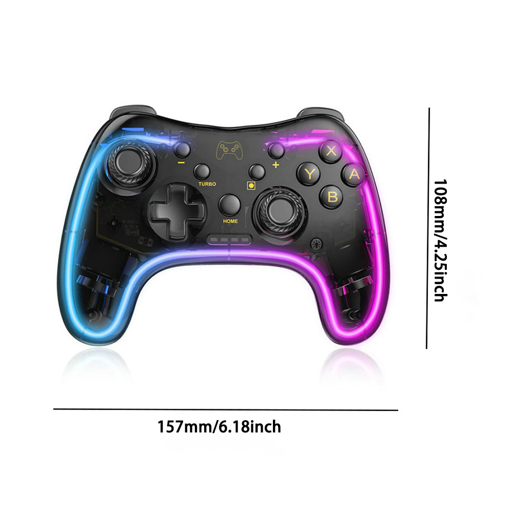 Wireless Gaming Controller For Nintend Switch/Lite/OLED Console With RGB Light Pro Gamepad For IOS Mobile LED Joysticks For PC