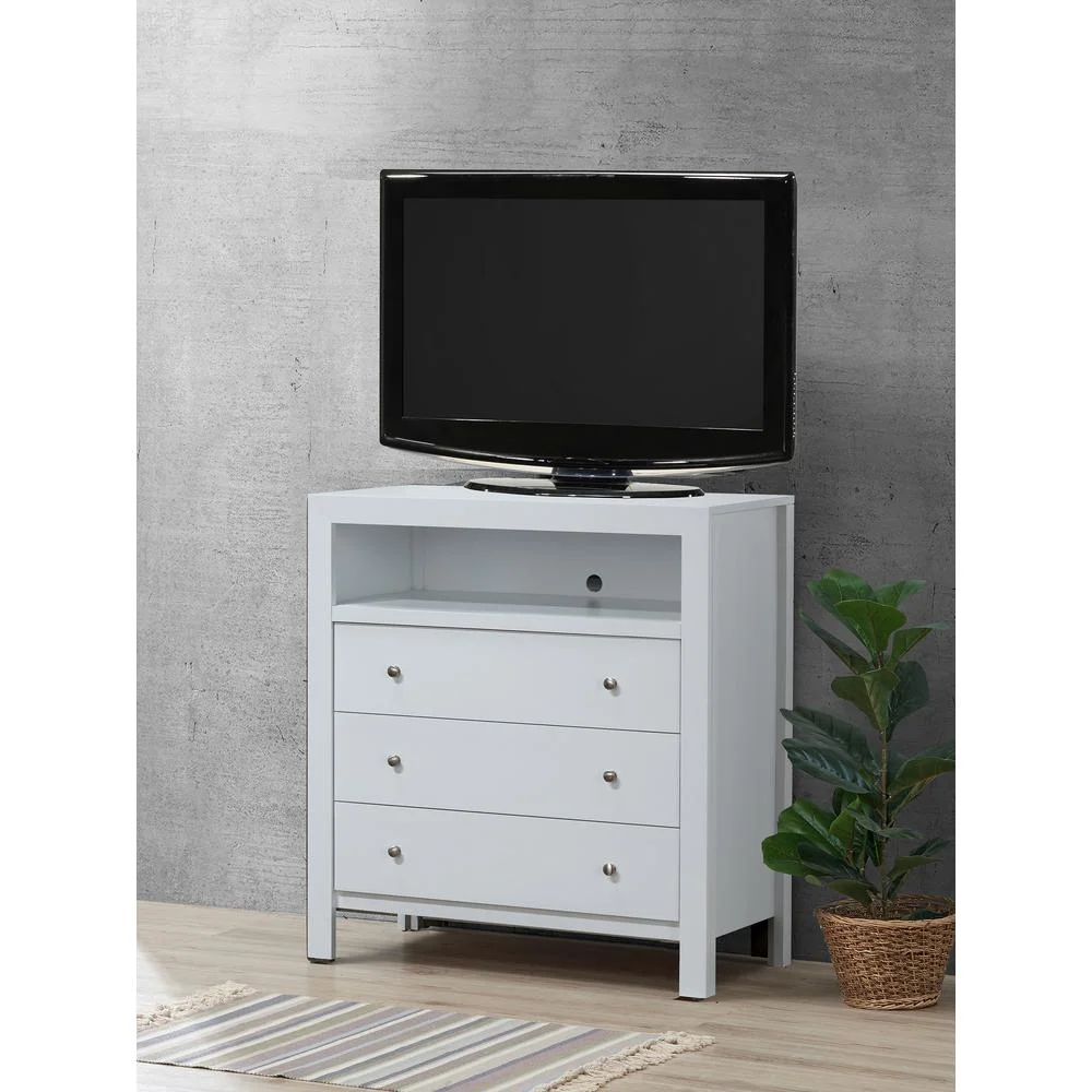 Passion Furniture Burlington White 3 Drawer Chest PF-G2490-TV