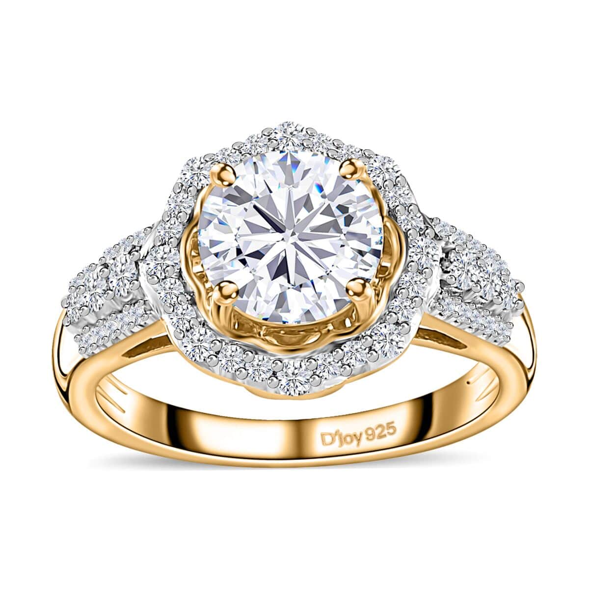 Shop LC Moissanite Round 925 Sterling Silver Vermeil Yellow Gold Plated Flower Ring for Women Jewelry Size 9 Ct 1.47 Birthday Gifts for Women