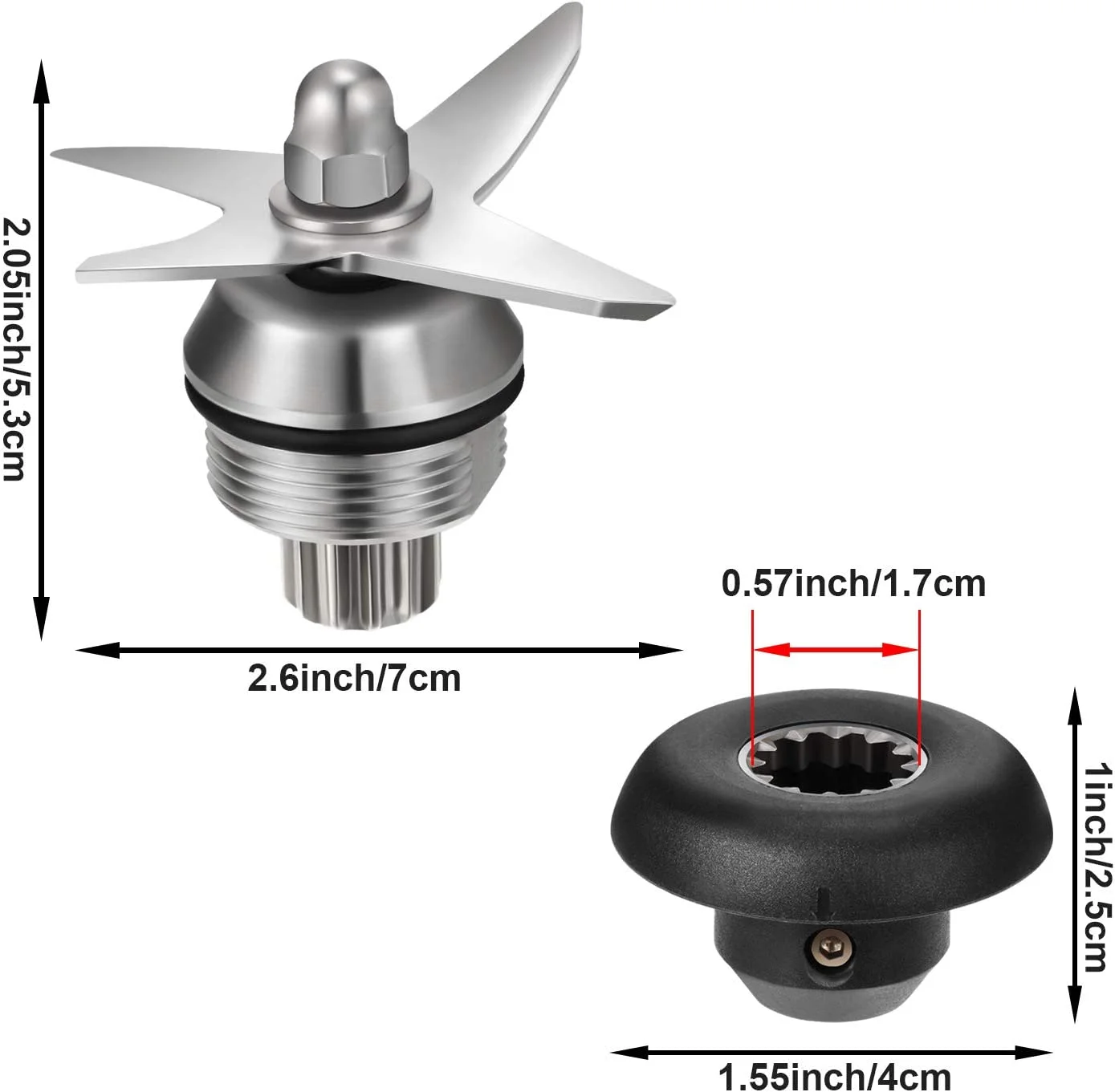 4 Knife Blender Repair Kit Retainer Nut, Drive Socket, 891 802 Replacement for Blenders Allen Wrench Replacement for Blade 5200 5006 5012 5057 5062 Series