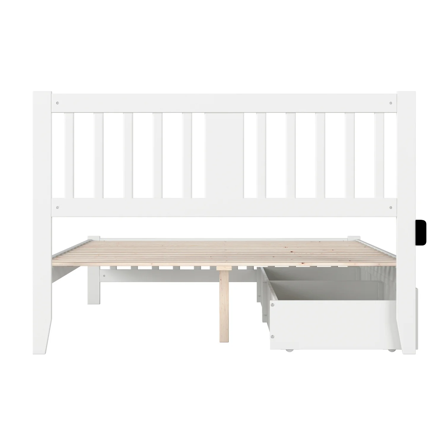 AFI Tahoe Wood Queen Bed with Footboard and 2 Drawers in White