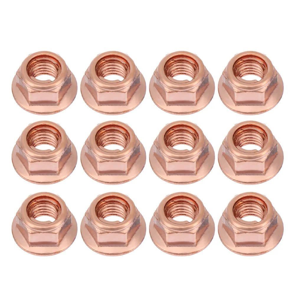 12Pcs Practical Tool High Quality Flashed Exhaust High Temperature Nuts 8mm Nuts Copper M8 Nut