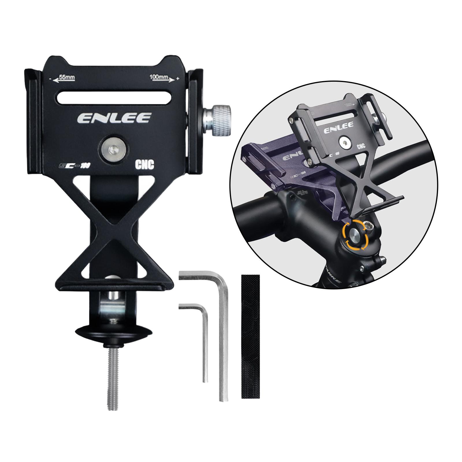 Hellery Phone Holder, Mobile Phone Holder Stem Mount with Protect Pads, Aluminum Alloy, Easy to Install Bike Cellphone Holder