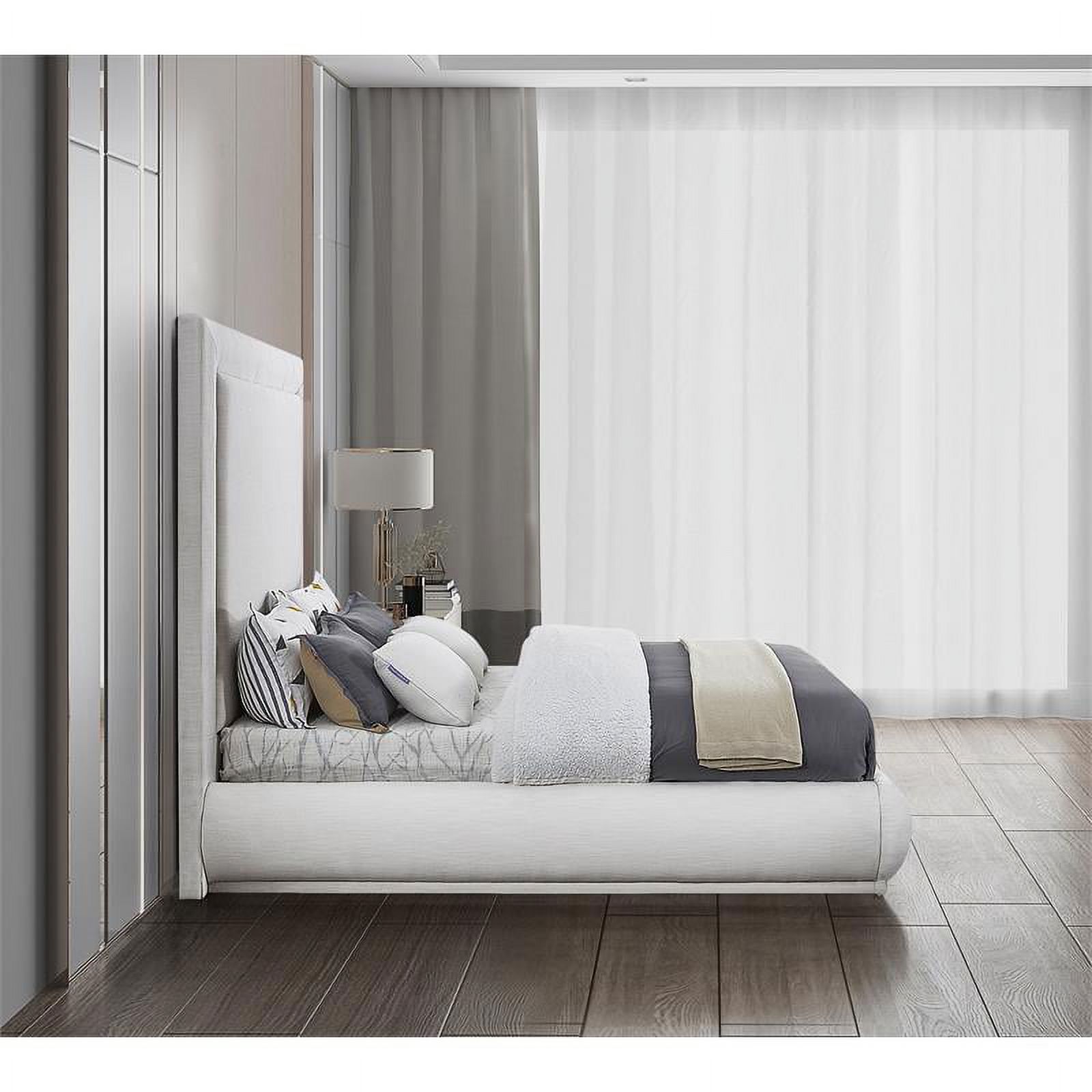 Meridian Furniture Brooke Cream Linen Textured Fabric King Bed