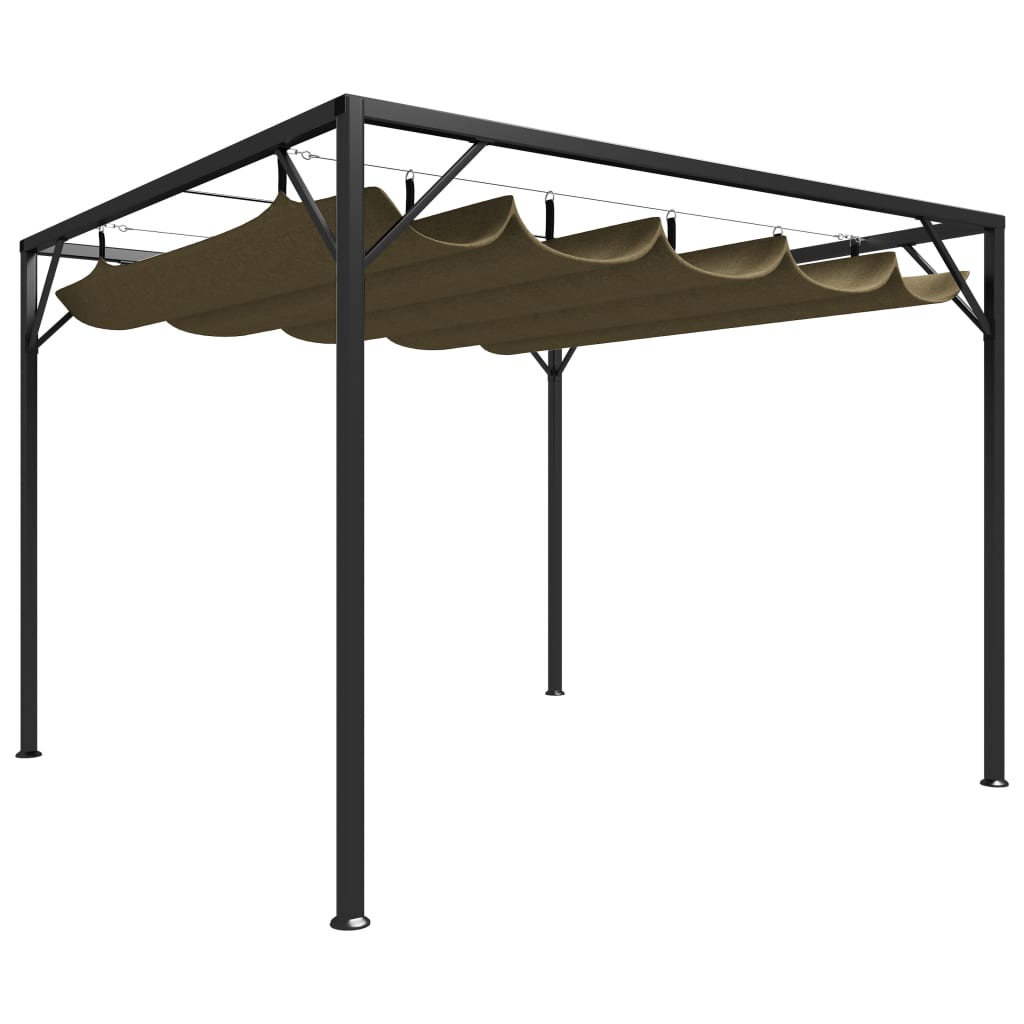 Garden Gazebo with Retractable Roof 9.8'x9.8' Taupe 0.6 oz/ft2