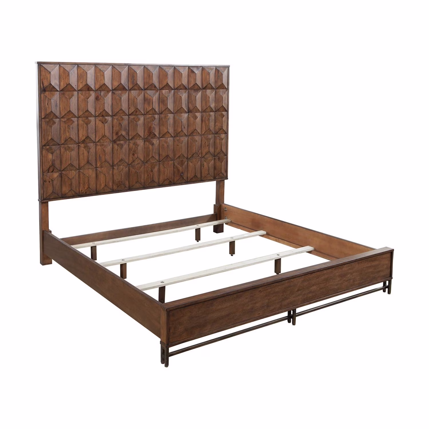 Origins by Alpine Trig California King Wood Panel Bed in Antique Brown