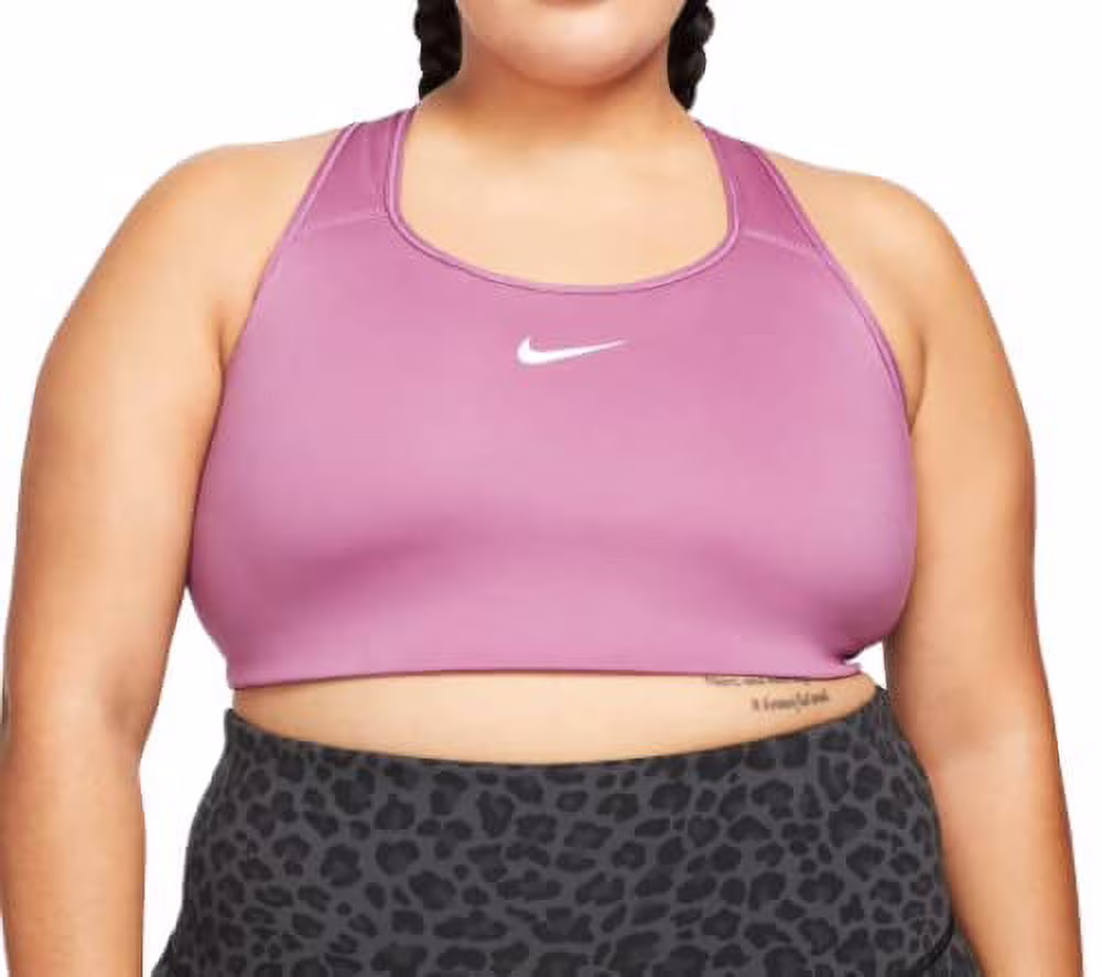 Nike Dri-FIT Swoosh Women's Medium-Support Padded Sports Bra Plus Size Pink/White 3X DH3384-507