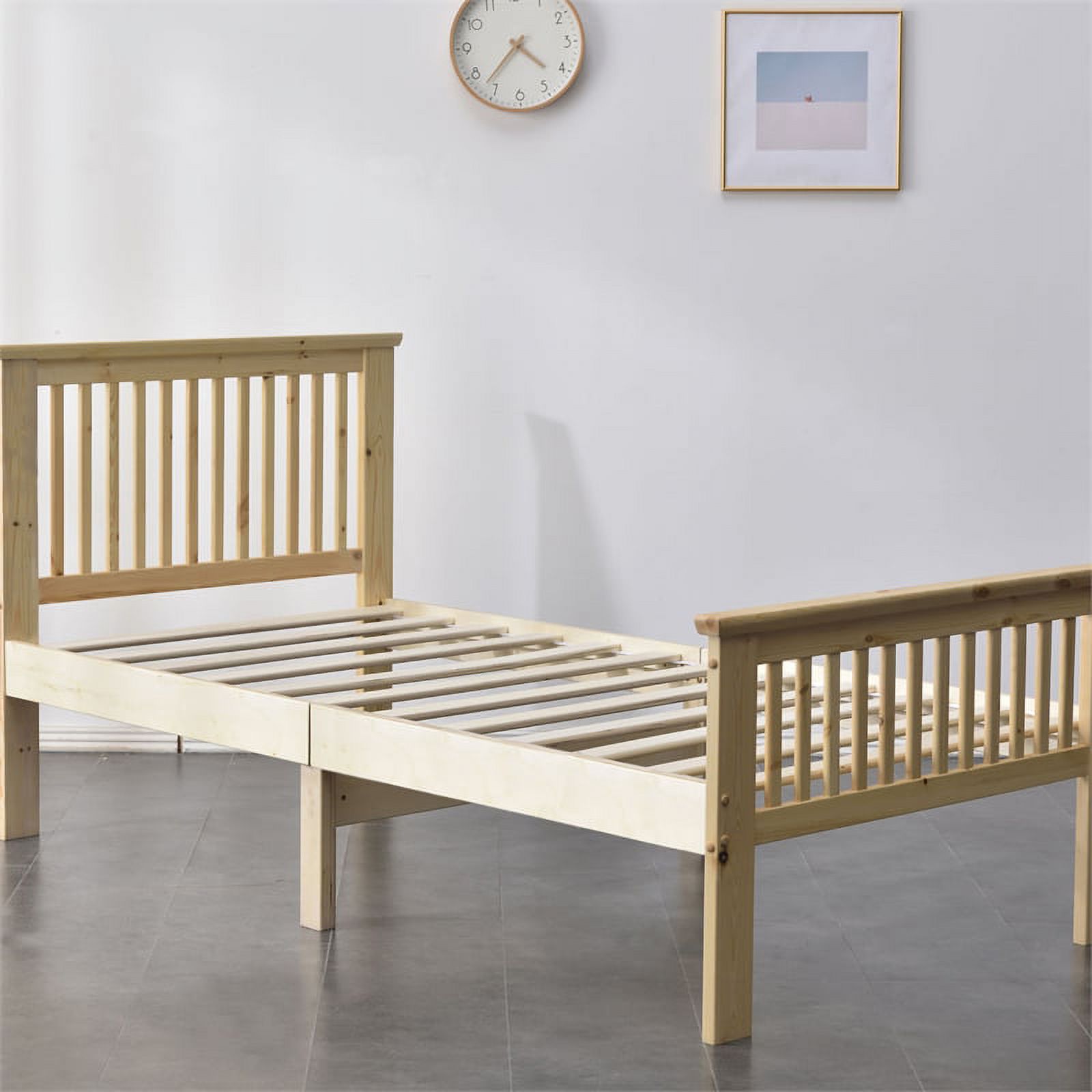 Home Square 2-Piece Set with 4-Drawer Chest Dresser and Pine Twin Bed in Natural