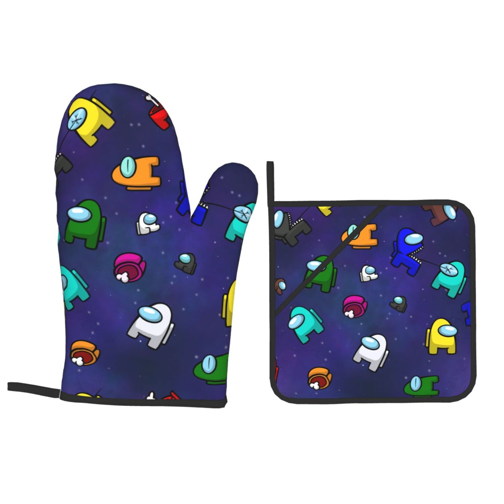 ZICANCN Oven Mitts and Pot Holders Sets,Funny Astronaut Baking Sets Kitchen Heat Resistant 4 Pieces