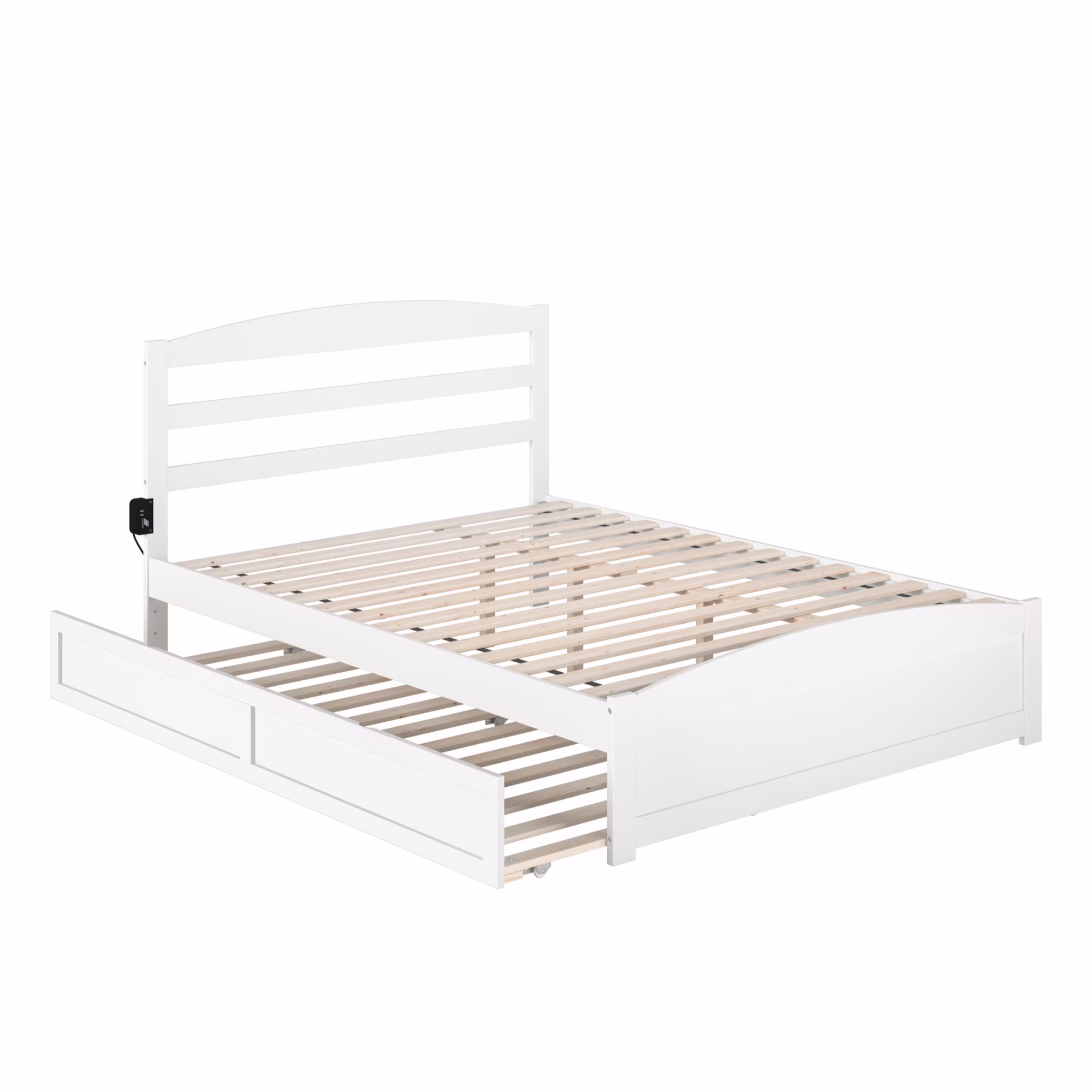 AFI Warren Solid Wood Traditional Queen Bed w/ Twin Trundle in White