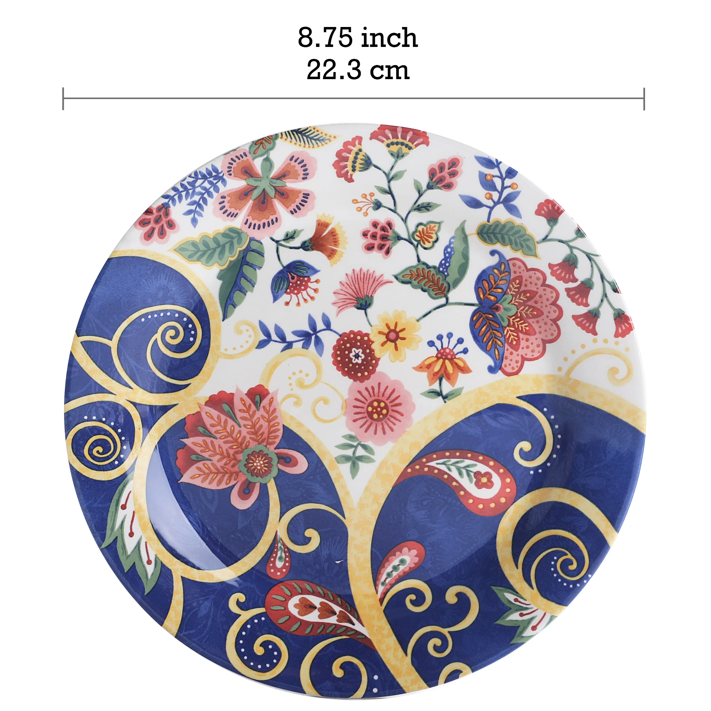 Bico Spiral Marrakesh Ceramic Salad Plates, 8.75 inch, Set of 4, for Salad, Appetizer, Microwave & Dishwasher Safe