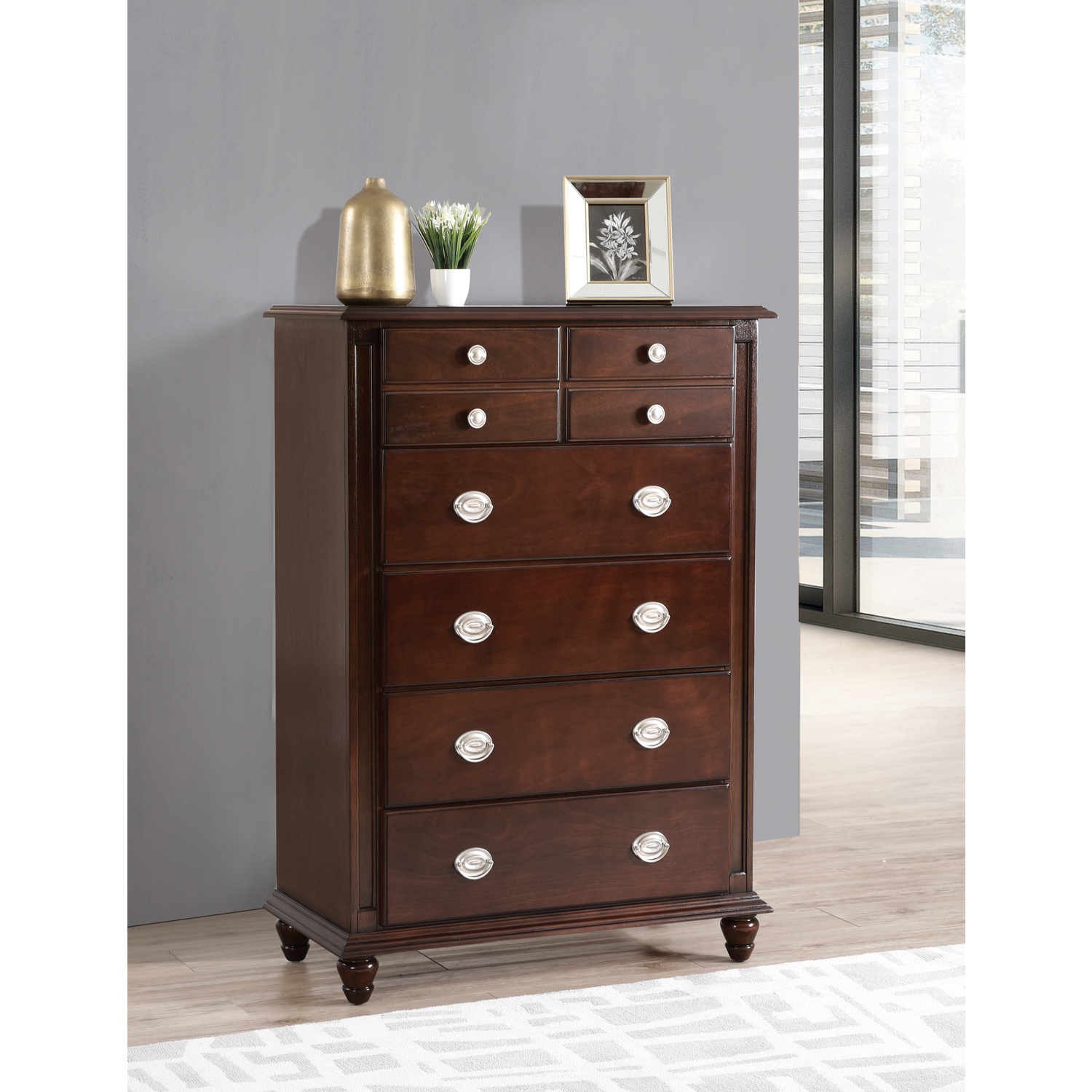 Glory Furniture Summit 5 Drawer Chest in Cappuccino