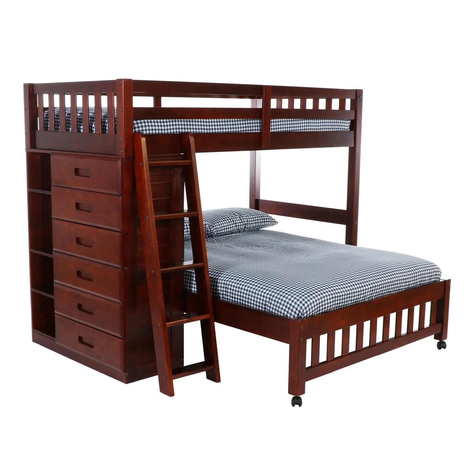 OS Home and Office Furniture 2806-22 Solid Pine Loft Bed in Rich Merlot