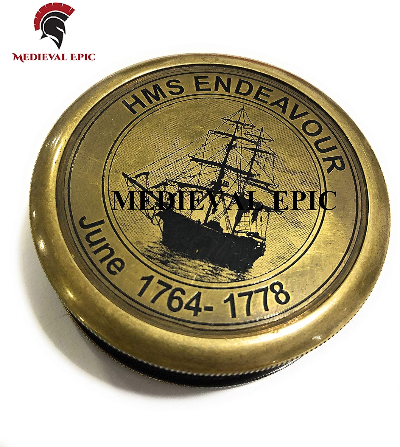 NauticalMart Antique Brass Compass - HMS Endeavour Marine Pirate Compass