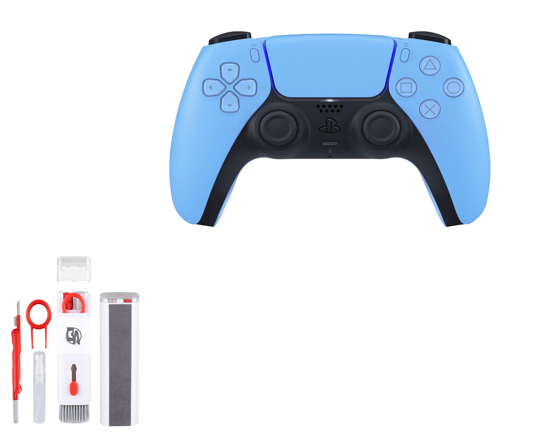 Sony Dual Sense Blue Gaming Controller With Cleaning Kit BOLT AXTION Bundle Like New