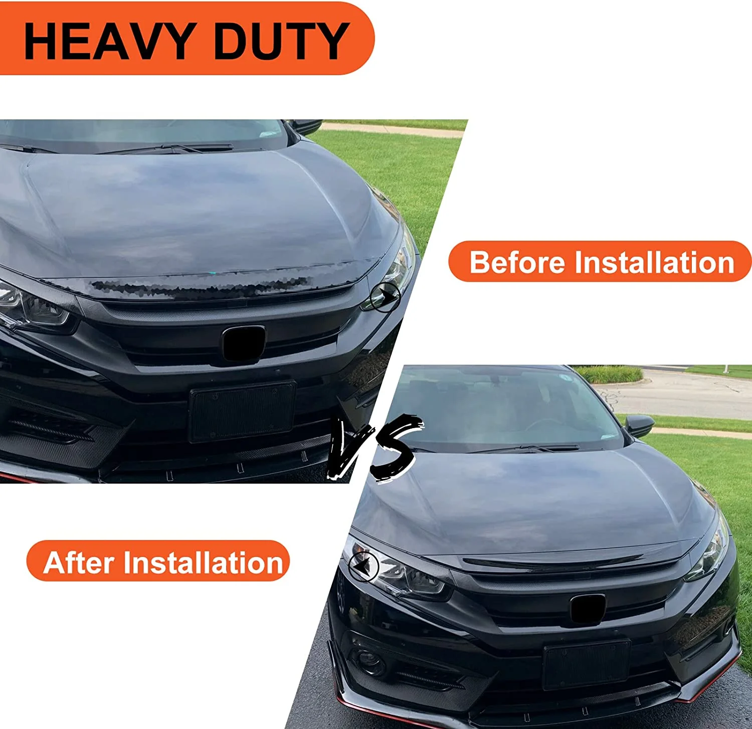 Kojem Front Hood Bonnet Bumper Upper Trim Lip Molding Trim Bar fits 2016 2017 2018 2019 2020 2021 Honda Civic