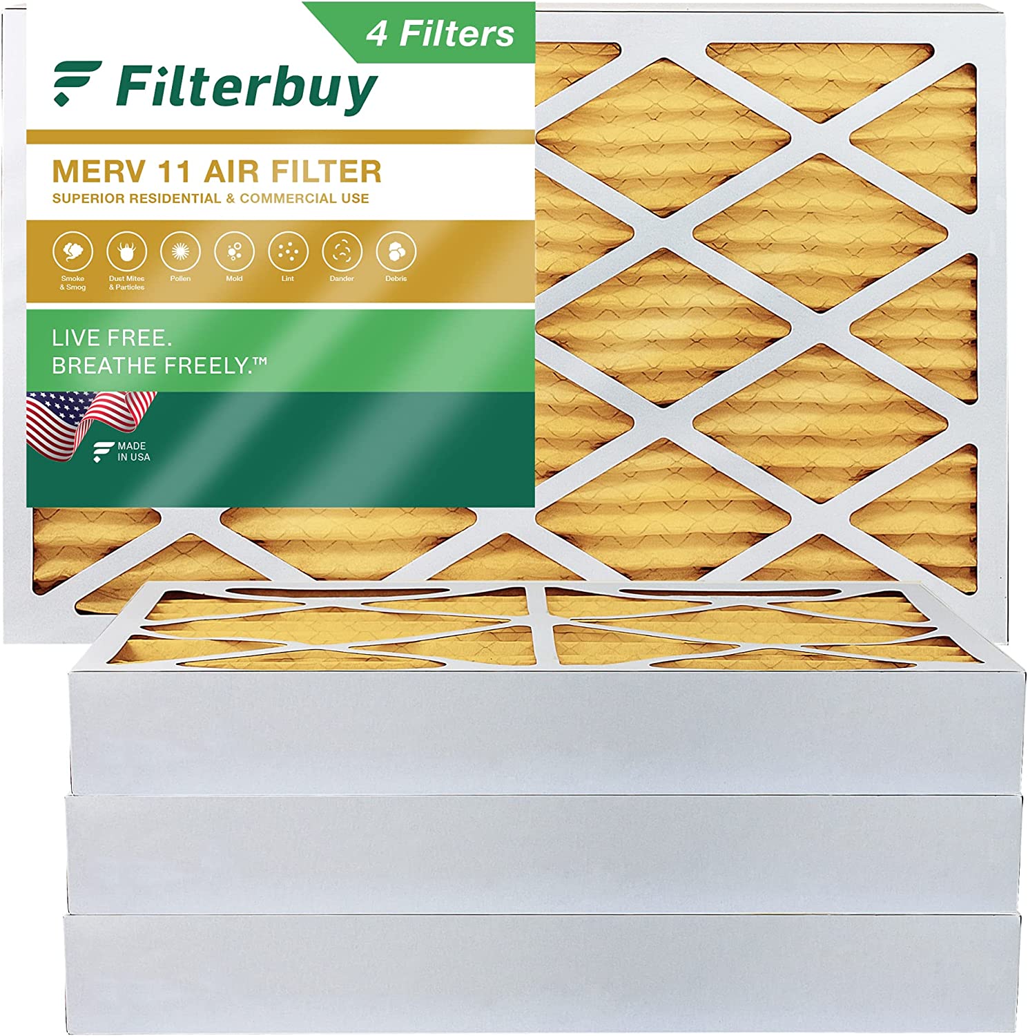 Filterbuy 8x24x4 MERV 11 Pleated HVAC AC Furnace Air Filters (4-Pack)