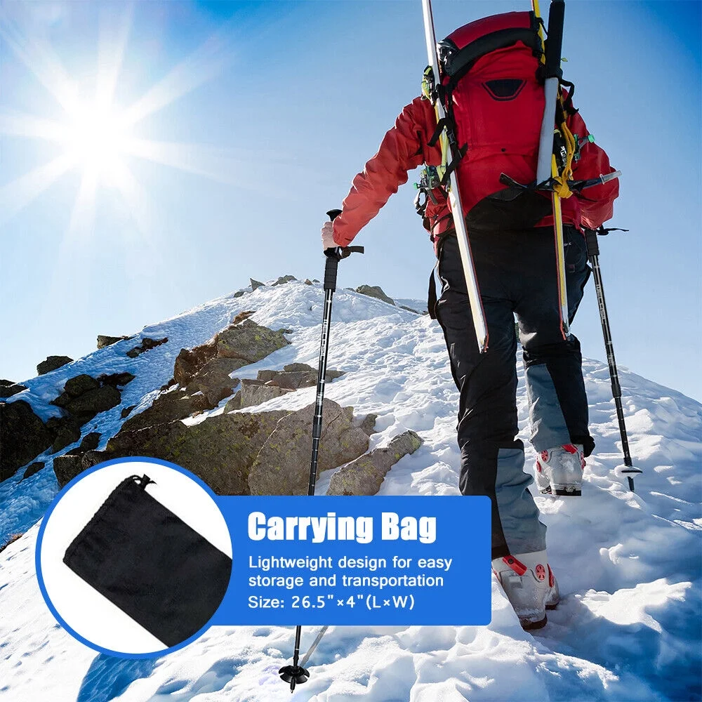 HOMEYA Pair 2 Aluminum Quick Lock Trekking, Hiking Poles, Collapsible Walking Stick Adjustable Alpenstock Anti-shock - Blue