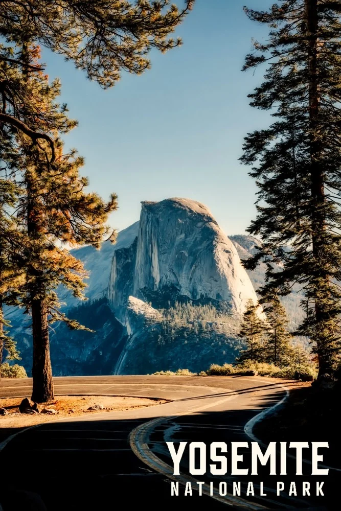 Yosemite National Park, California, Half Dome View from Road (12x18 Wall Art Poster, Room Decor)