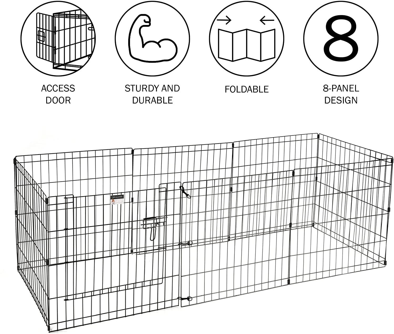 Puppy Playpen Collection ? Foldable Metal Exercise Enclosure ?? Eight 24x30-Inch Panels ?? Indoor/Outdoor Pen with Gate for Dogs, Cats or Small Animals by Petmaker