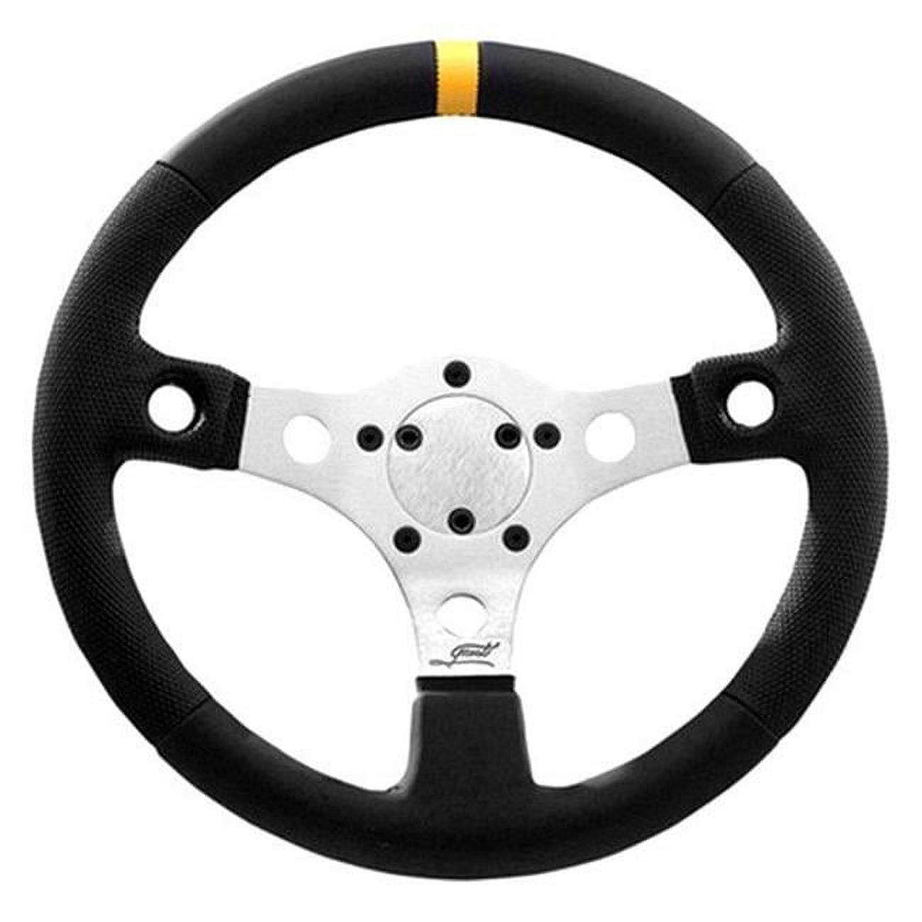 3-Spoke Silver Anodized Aluminum Design Performance GT Series Steering Wheel with Black