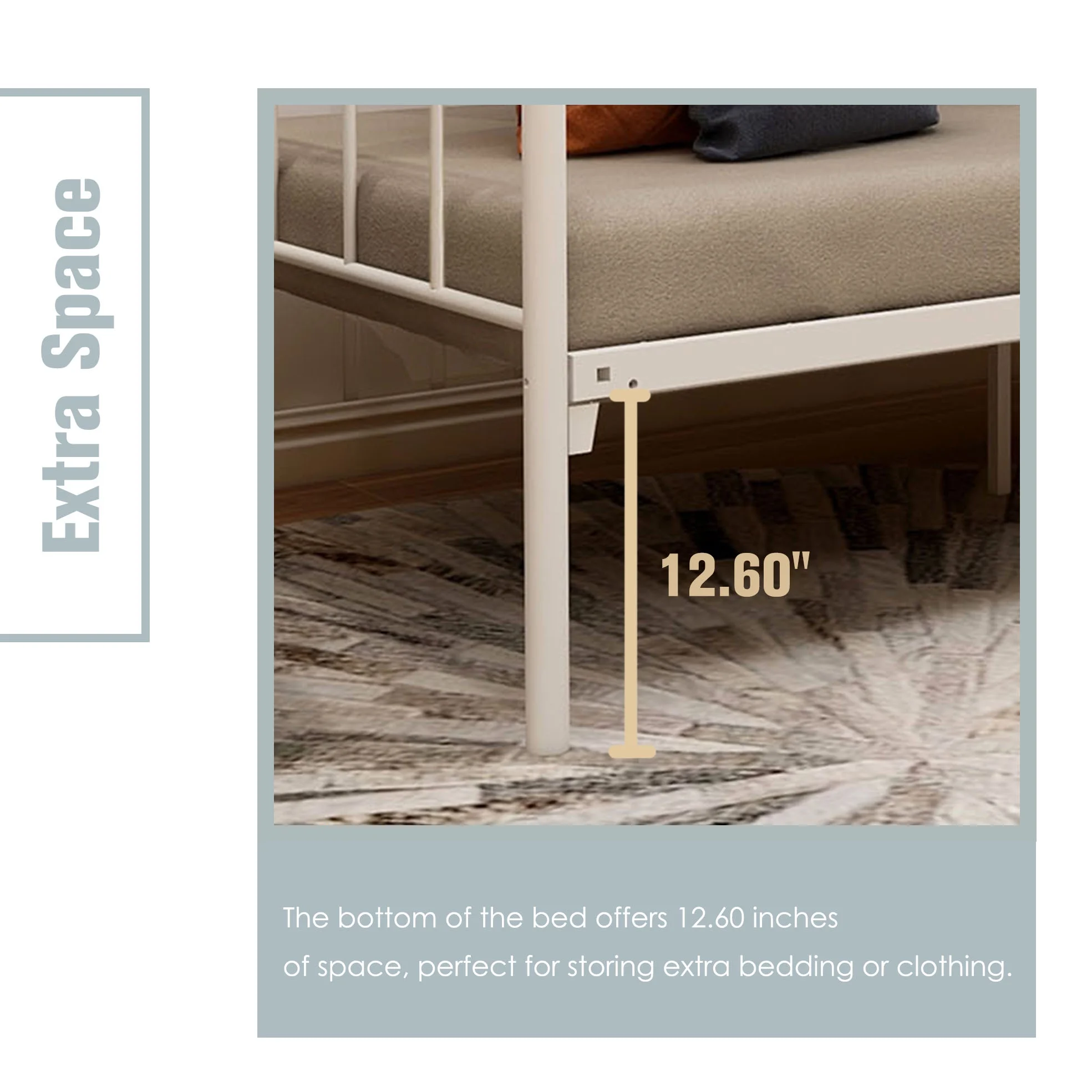 AUFANK Twin Daybed Frame Platform Metal Bed Frame Premium Steel Slat Support White