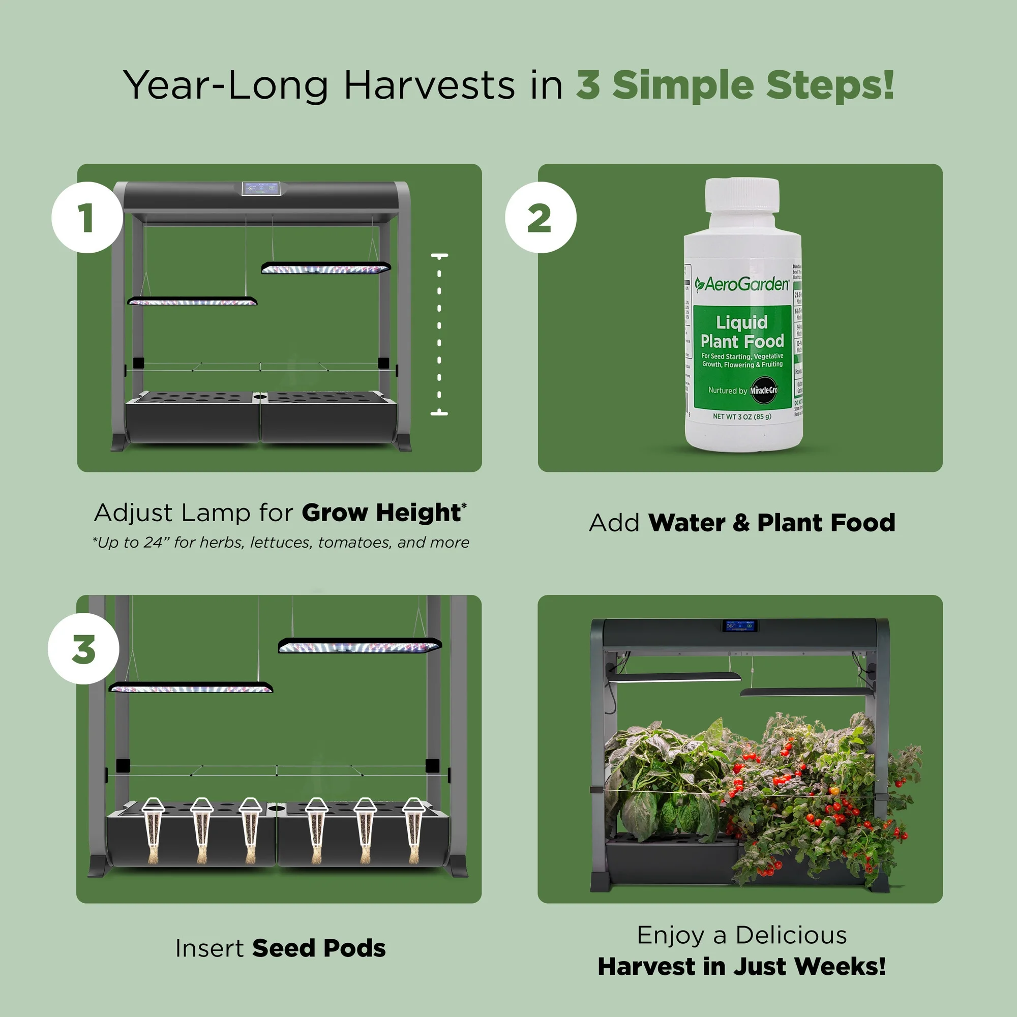 AeroGarden Farm 24Plus with Salad Bar Seed Pod Kit, Black