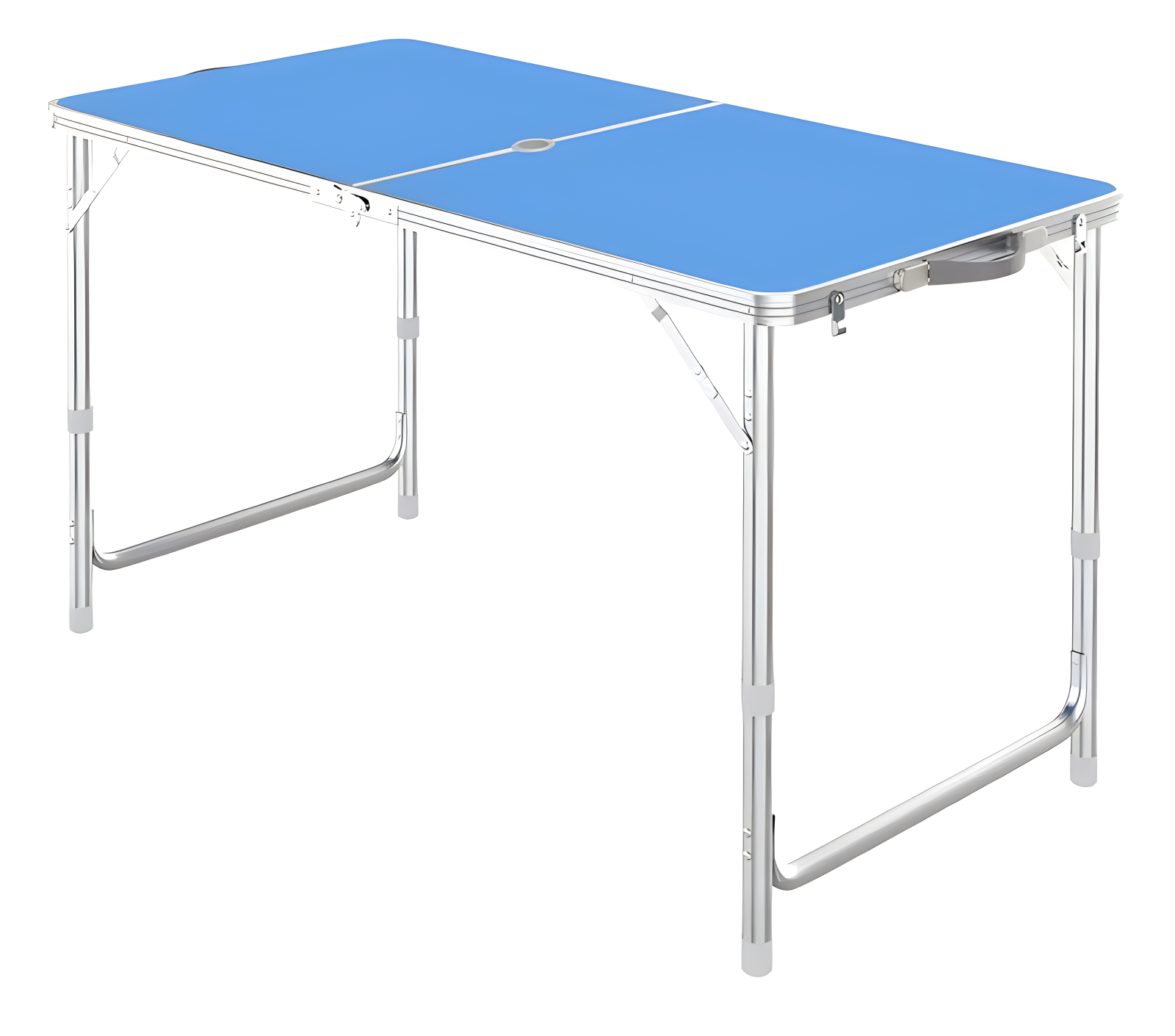 Folding Camping Table Portable with 4 Chairs Inlife Garden Table and Chair Set with Umbrella Hole, Aluminum Alloy, Height Ajustable