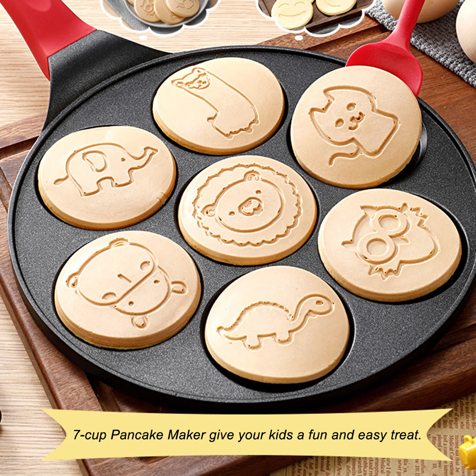 Walmeck Grill pan,Pancake Pan 7 Pan - Pancake Molds Kids Nonstick Pancake Maker Pan Maker Pan - Animal Shapes With Huiop Mewmewcat Buzhi