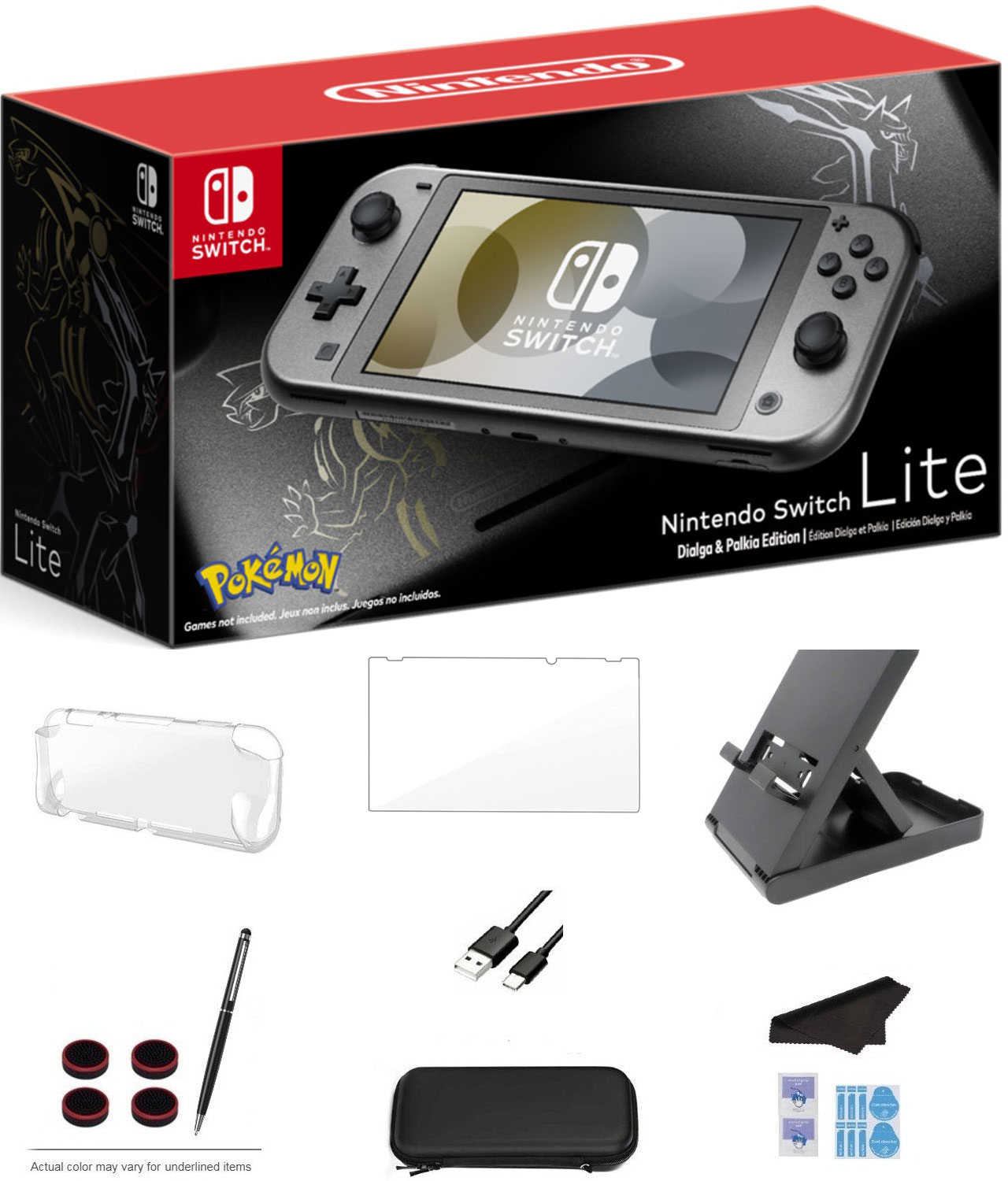 Nintendo Switch Lite Console, Metallic Gray,5.5” LCD Touch 1280x720 Screen, 32GB Internal Storage and 64GB External Storage 12-in-1 Carrying_Case (Game Console)