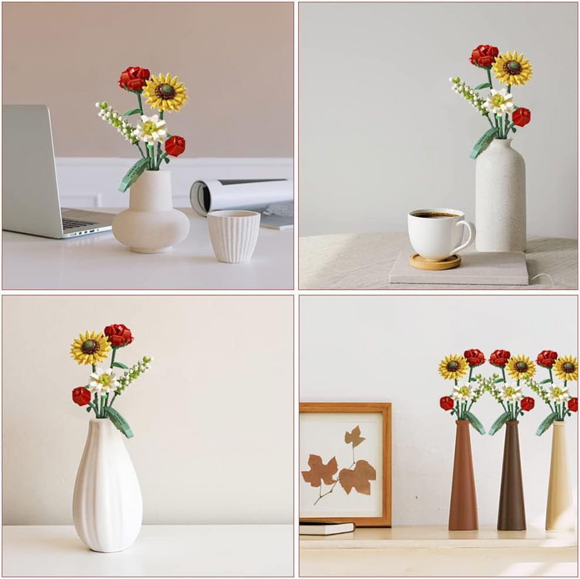 Cumbed Flower Bouquet Building Kit,Without Vase, Flower Building Blocks, Artificial Flowers Building Toys Creative Project for Adults Botanical Collection 568 PCS