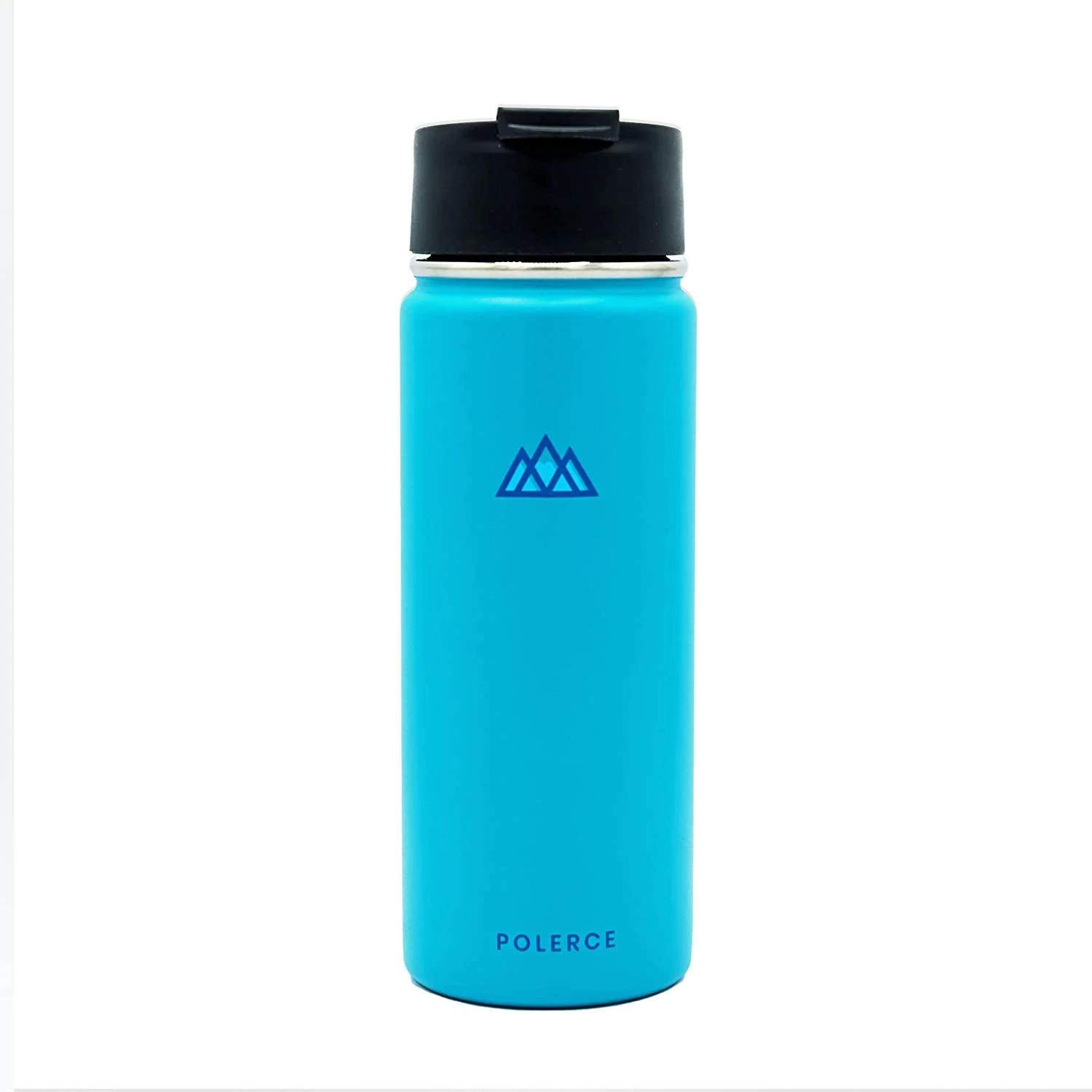 Vacuum Insulated Bottle with 3 Lids - Stainless Steel Thermally Insulated Flask - by Polerce (18 Oz, Aqua (Blue))
