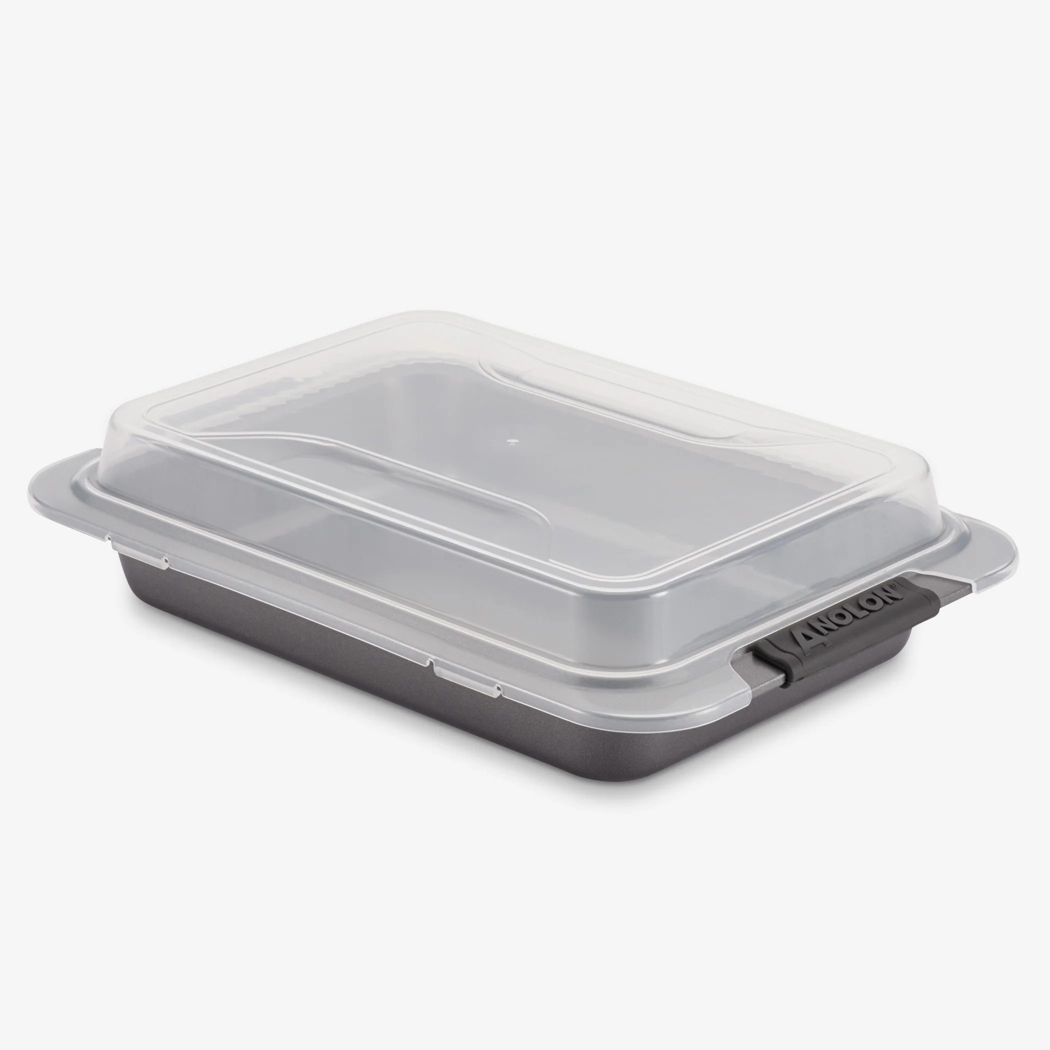 Anolon Advanced Bakeware Nonstick Cake Pan with Lid, 9-Inch x 13-Inch, Gray with Silicone Grips