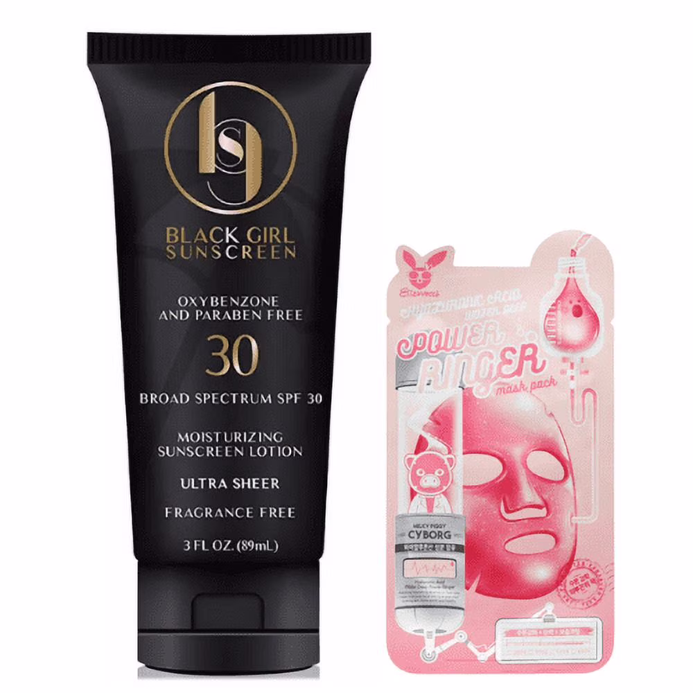 Black Girl Sunscreen Broad Spectrum SPF 30 + Elizavecca Hyaluronic Acid Face Sheet Mask