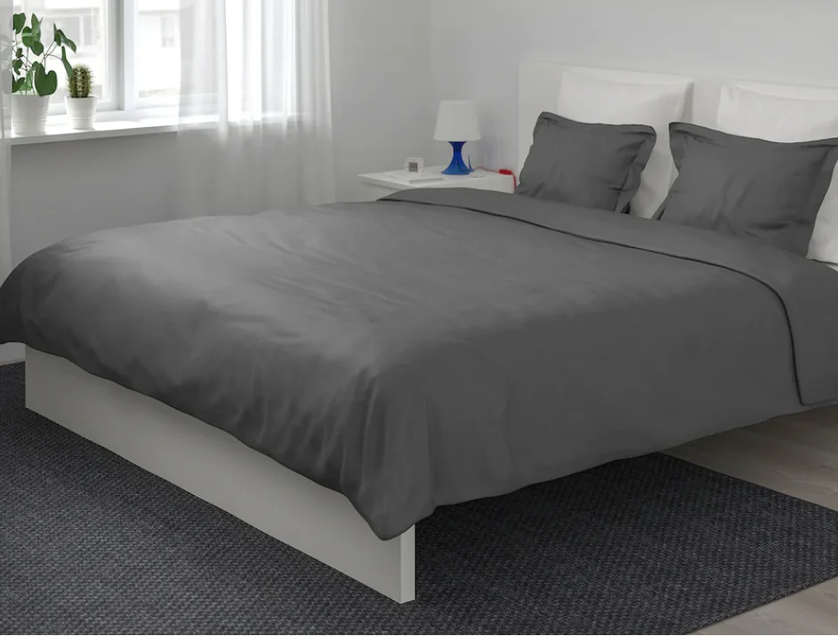 LUKTJASMIN Duvet cover and pillowcase(s) dark gray Full/Queen (Double/Queen)