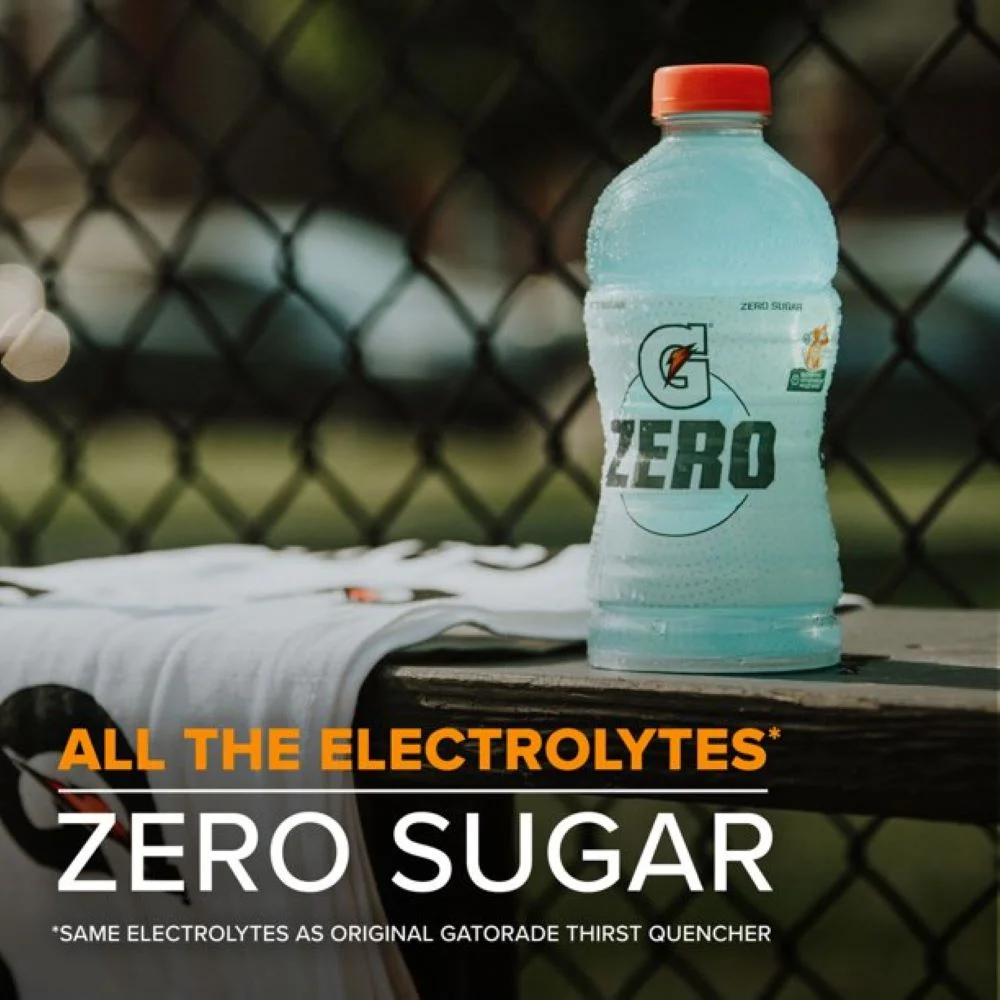Gatorade Zero Glacier Freeze Sport Drink, 28 oz Plastic Bottle, Quantity of 4